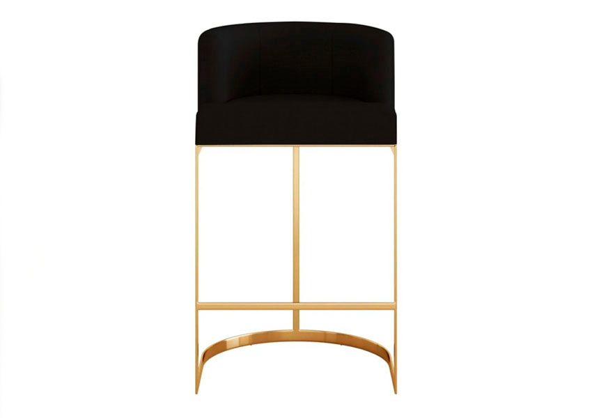 Assento estofado da banqueta Gregori: conforto e sofisticação em um único design.