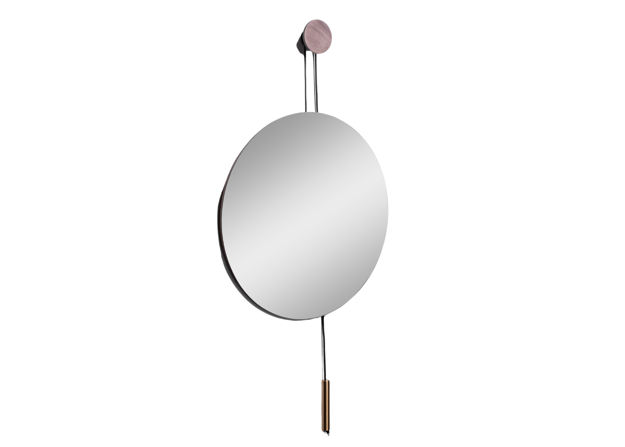 Espelho Eros: Design arredondado e detalhe em pêndulo para um visual sofisticado.