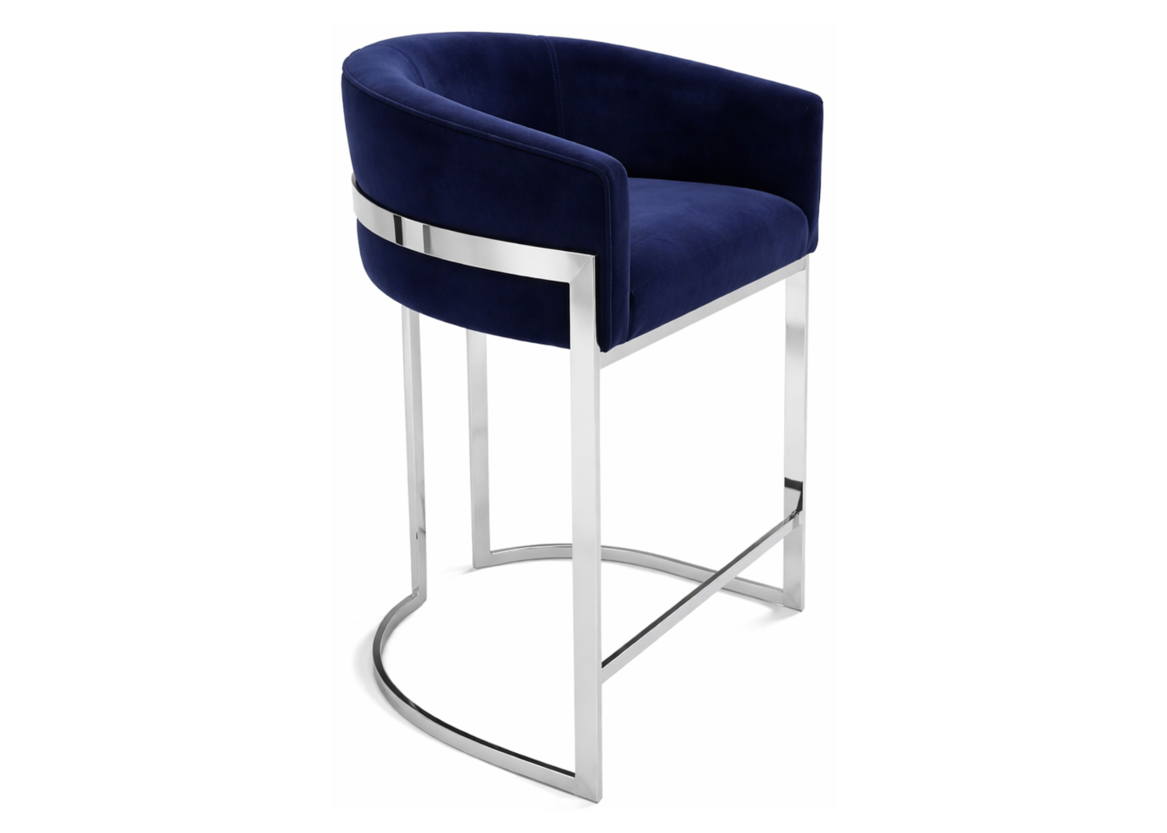 Banqueta Corbel com encosto curvo e estofamento confortável, design moderno para cozinhas e espaços gourmet elegantes.