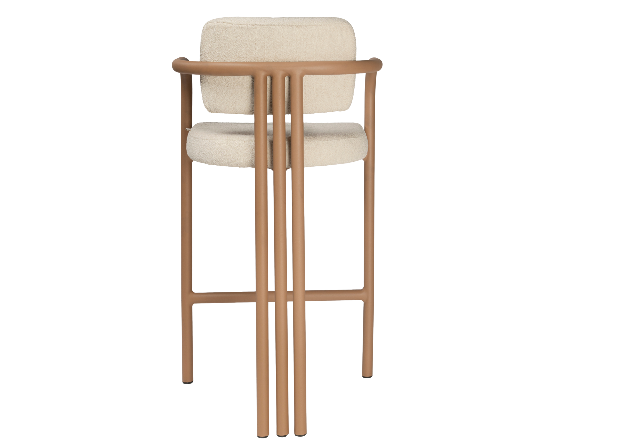 Banqueta Lina com design contemporâneo, linhas curvas, revestimento impermeável e estrutura resistente em alumínio pintado.