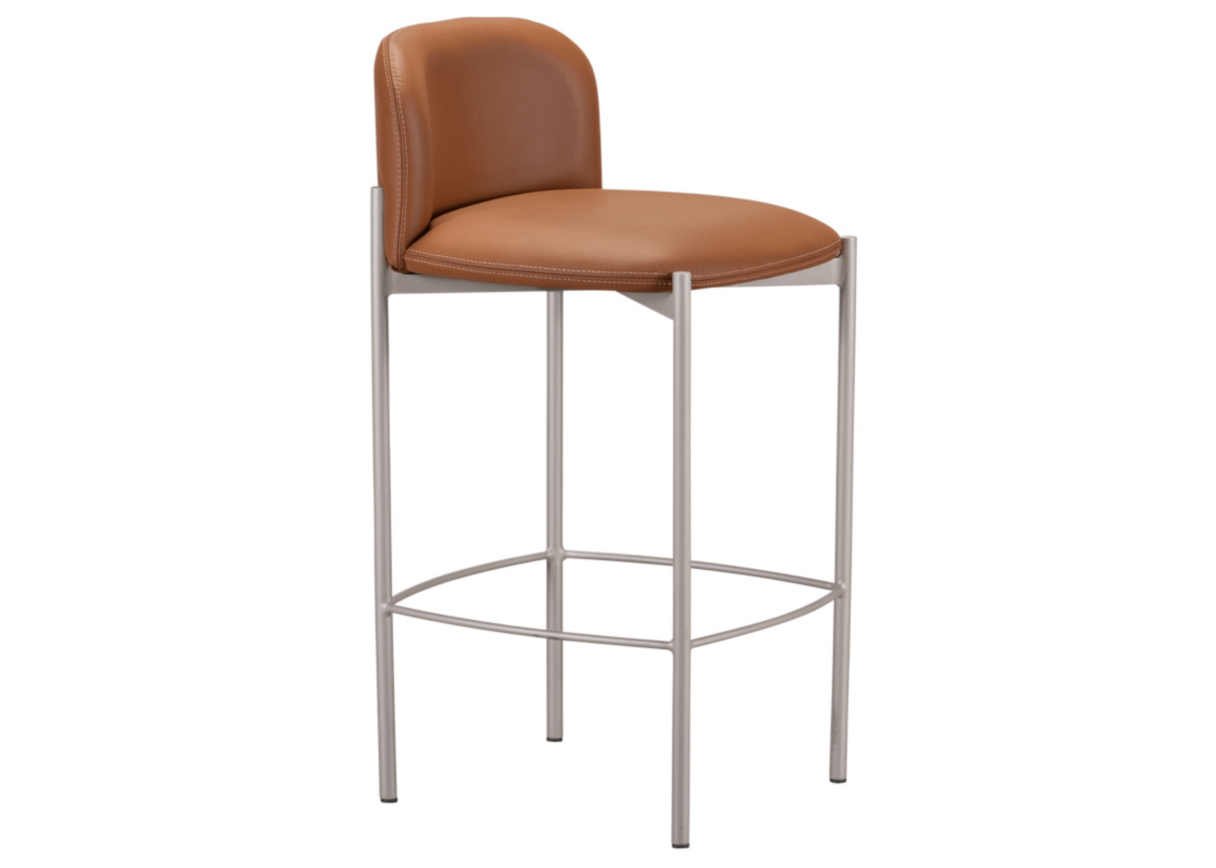 Banqueta Luidy com encosto curvo e base em aço carbono pintada no metalizada aluminium