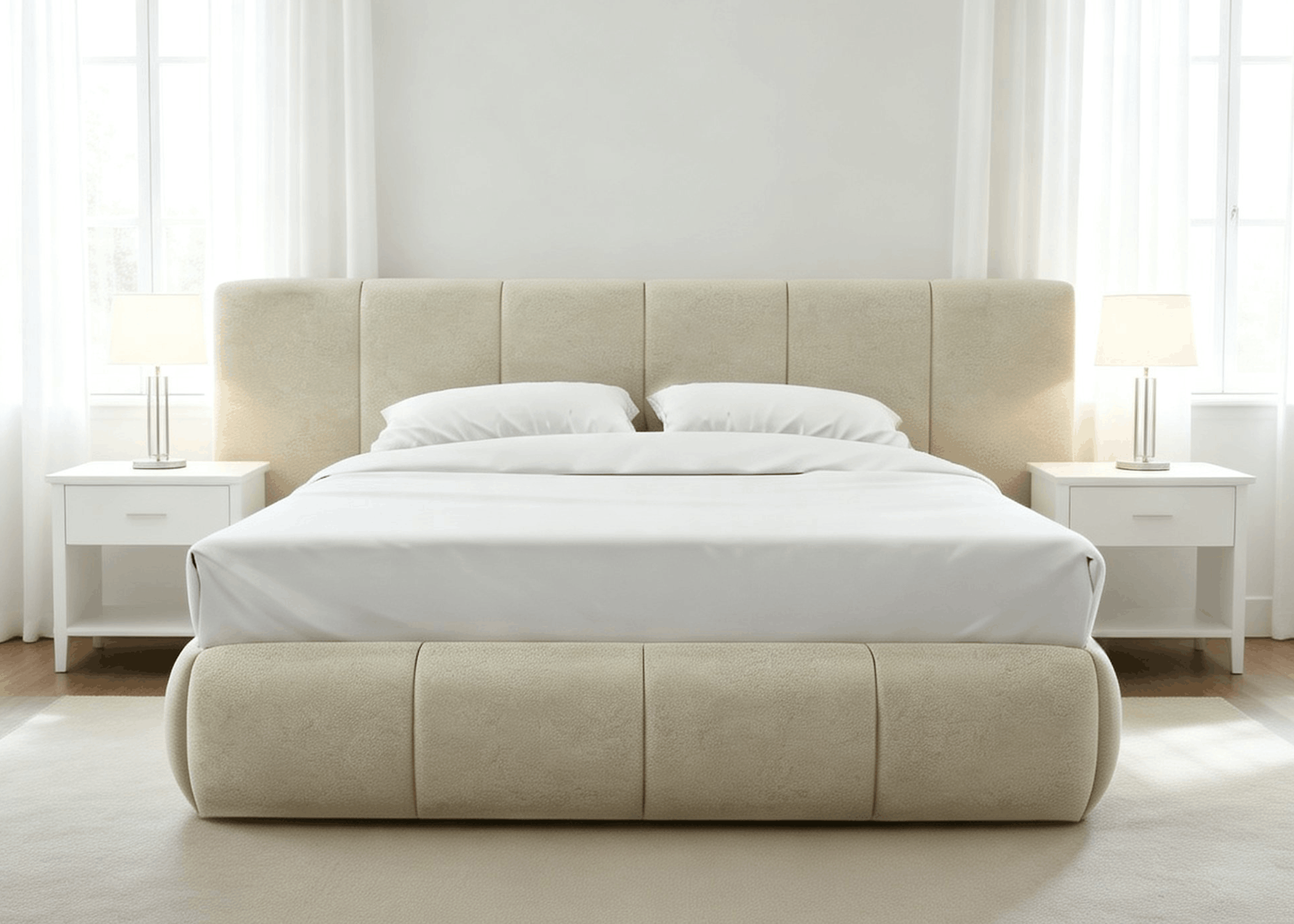 Cama Ninho em ambiente contemporâneo com iluminação suave, perfeita para composições elegantes e acolhedoras.