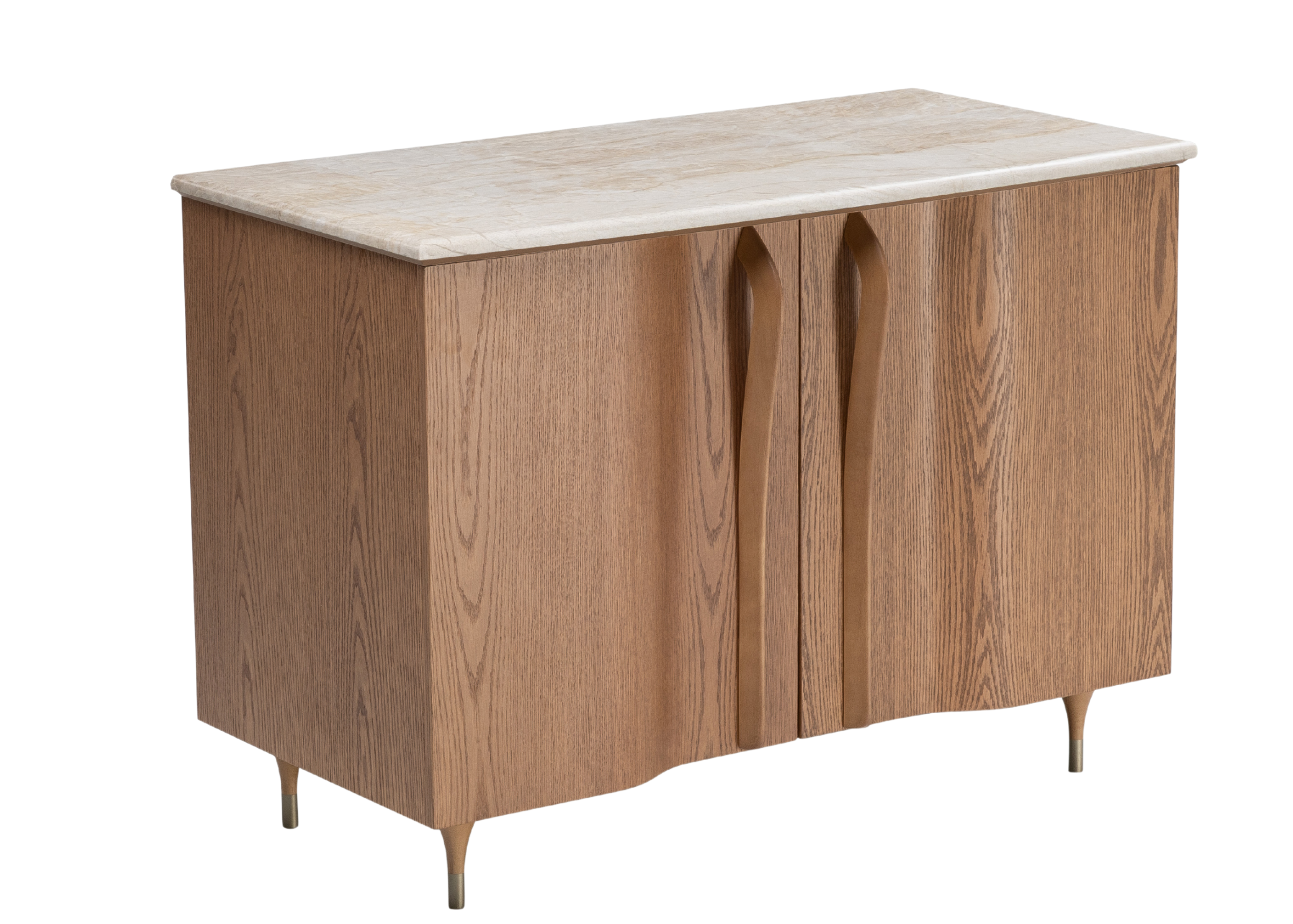 Console Luzia com estrutura laminada e tampo em mármore, móvel sofisticado para hall de entrada e ambientes contemporâneos.