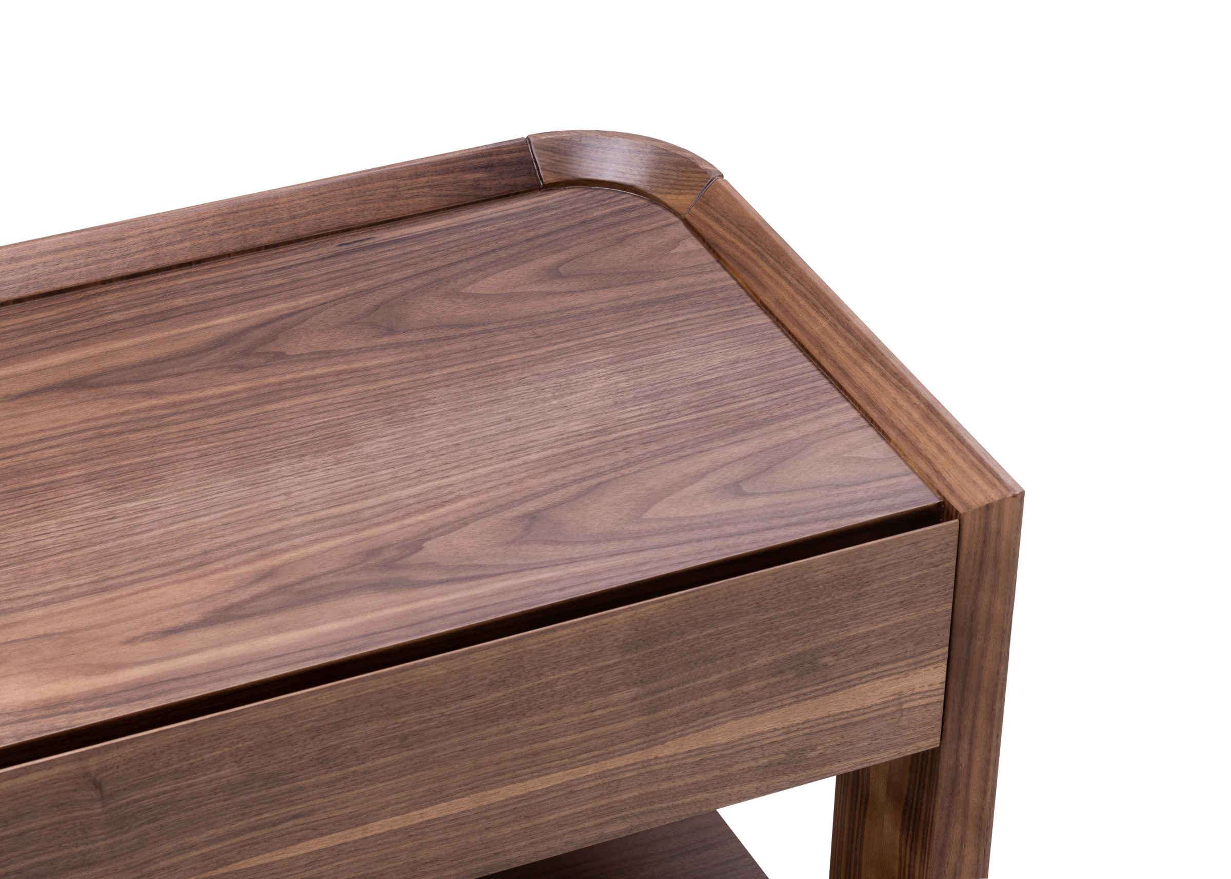 Mesa de Cabeceira Flat contemporânea com nicho inferior funcional e estrutura robusta em acabamento refinado.