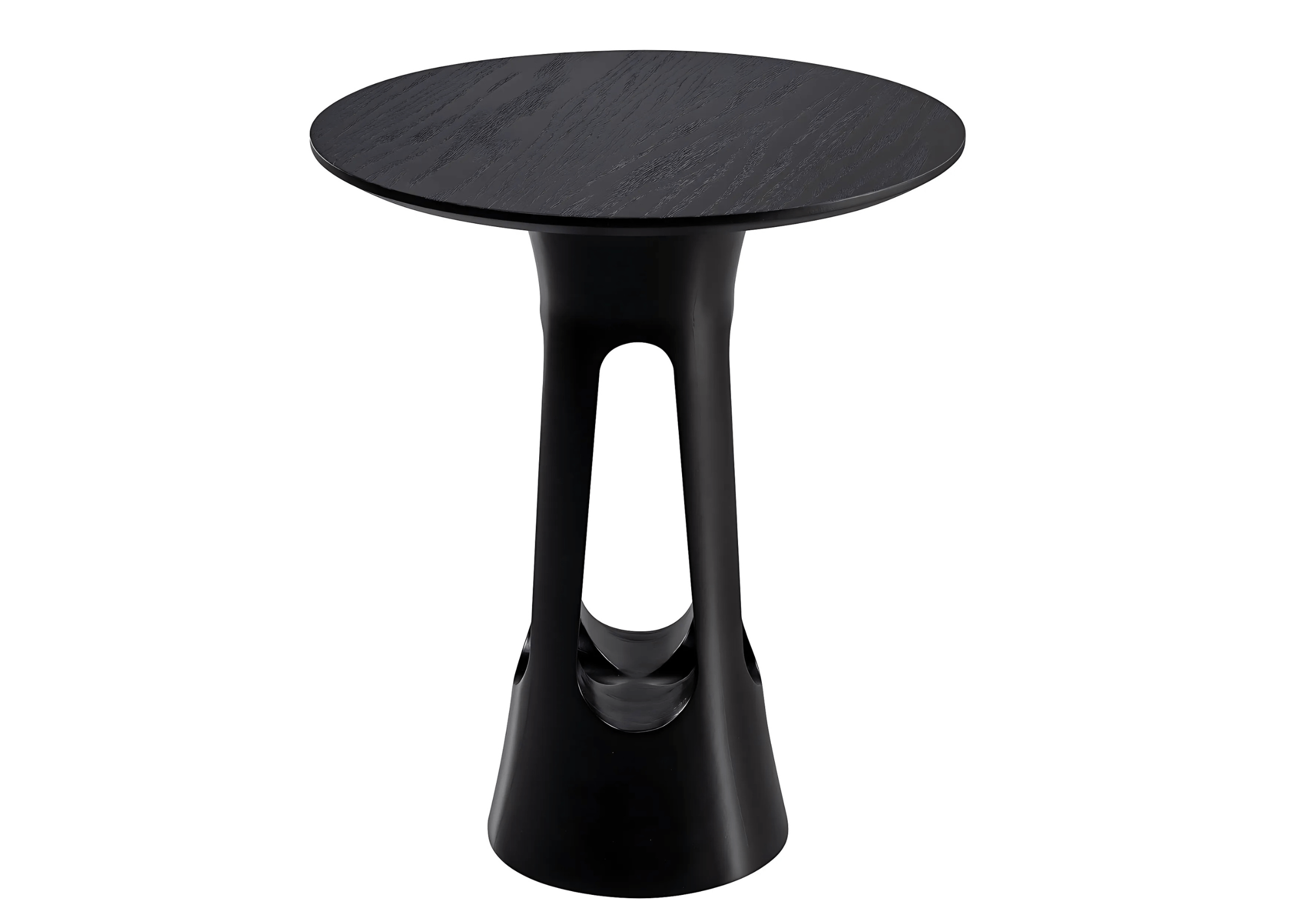 Mesa Lateral Nero com tampo redondo em lâmina de madeira