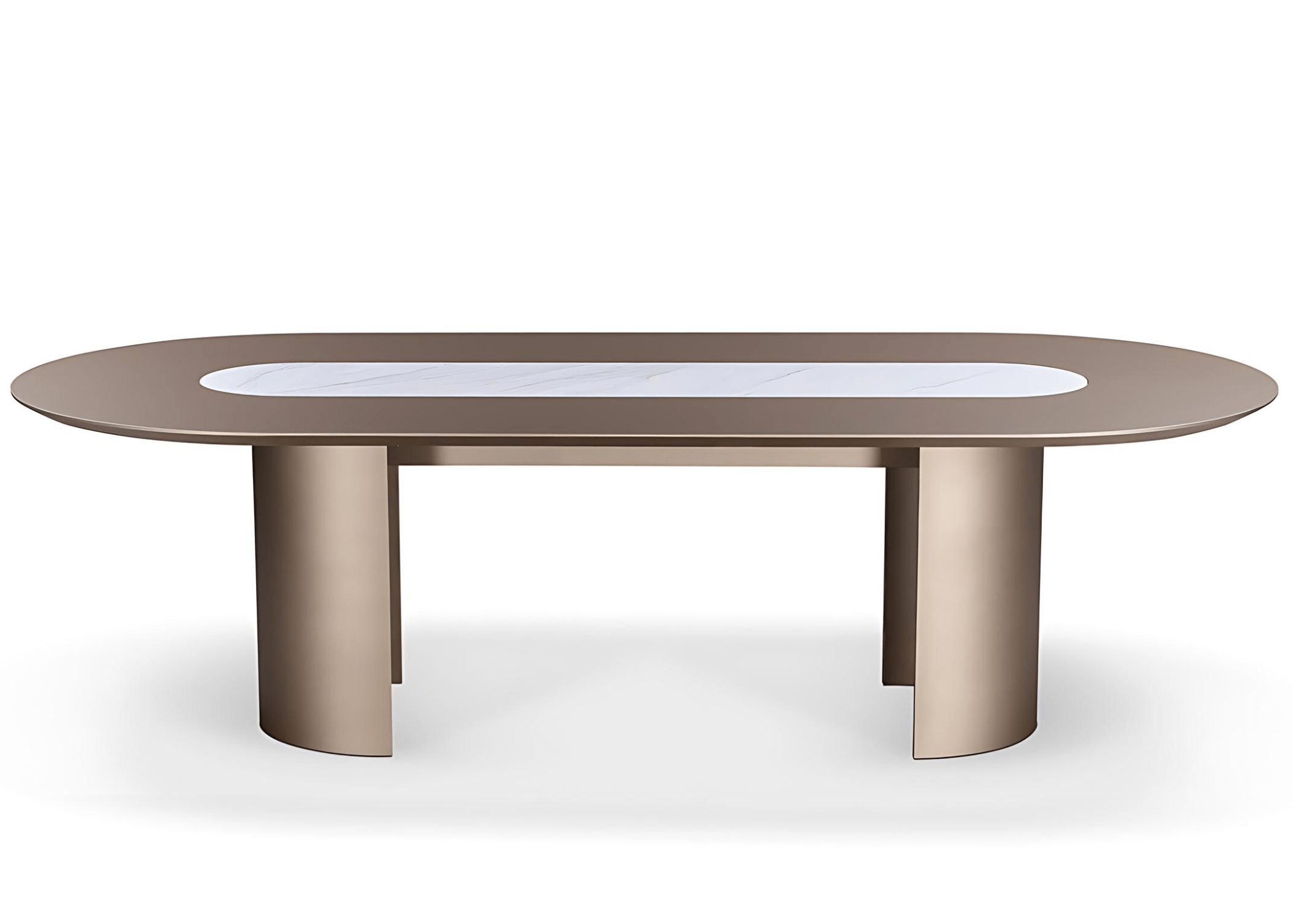 Mesa de Jantar Duck I - Vista frontal com tampo oval em MDF laqueado