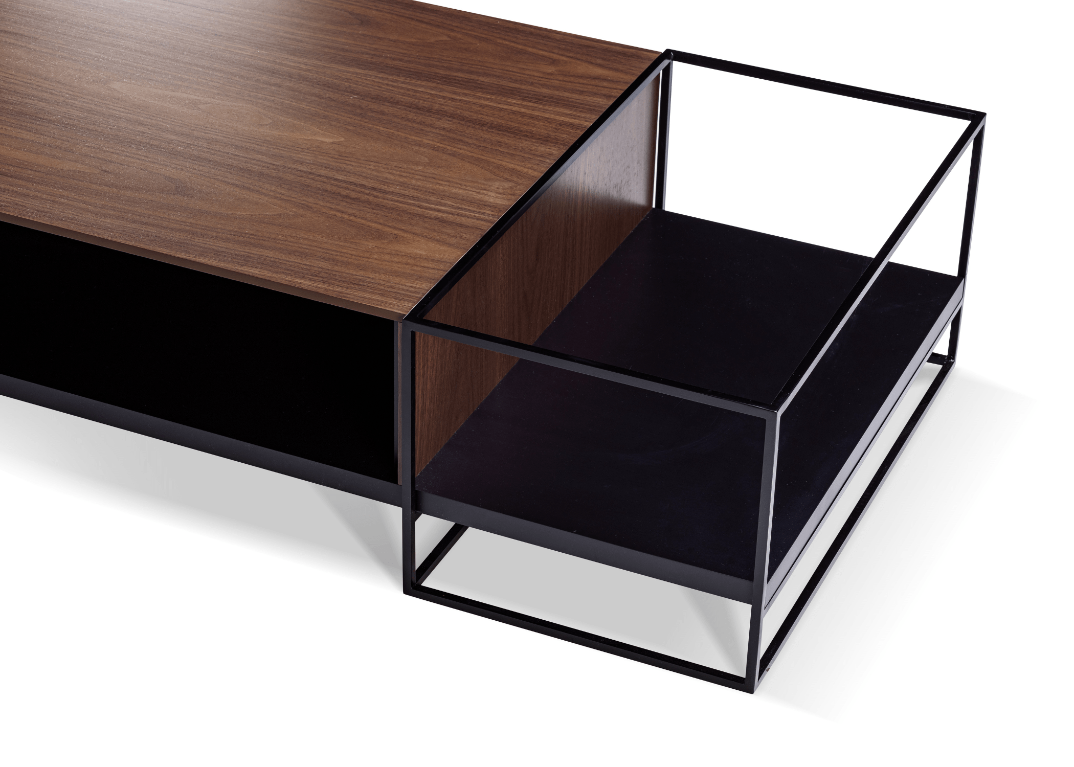 Mesa de Centro Aline design moderno com detalhes em aço carbono.