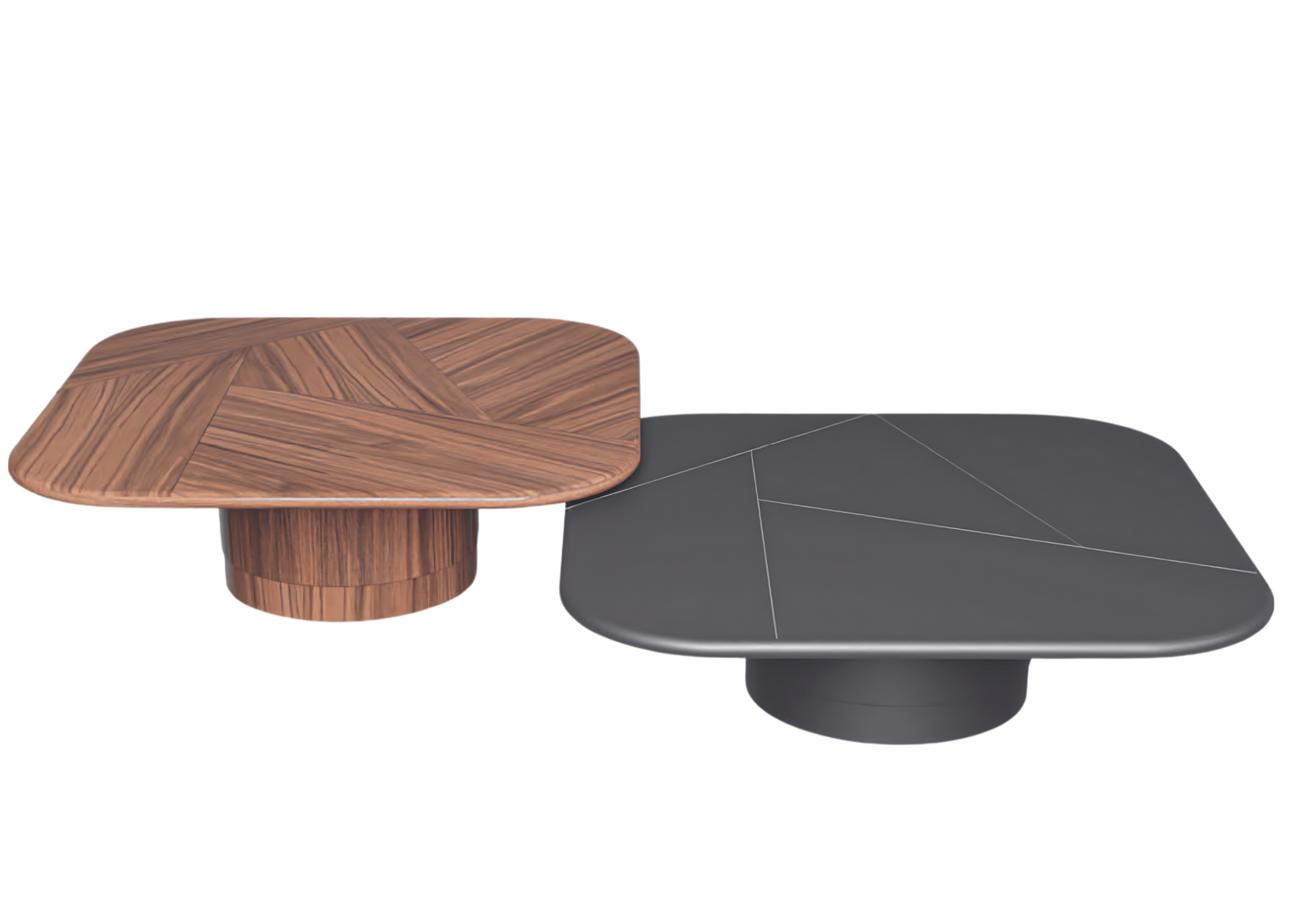 Mesa de Centro Thorn, ponto focal da decoração, disponível em madeira ou MDF laqueado.