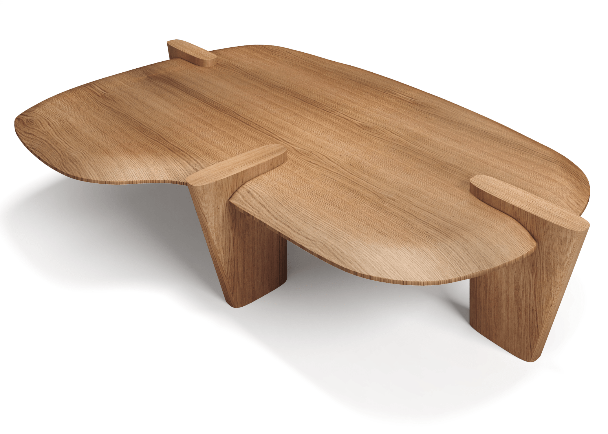 Mesa de Centro Austin com base em lâmina de madeira e design moderno.