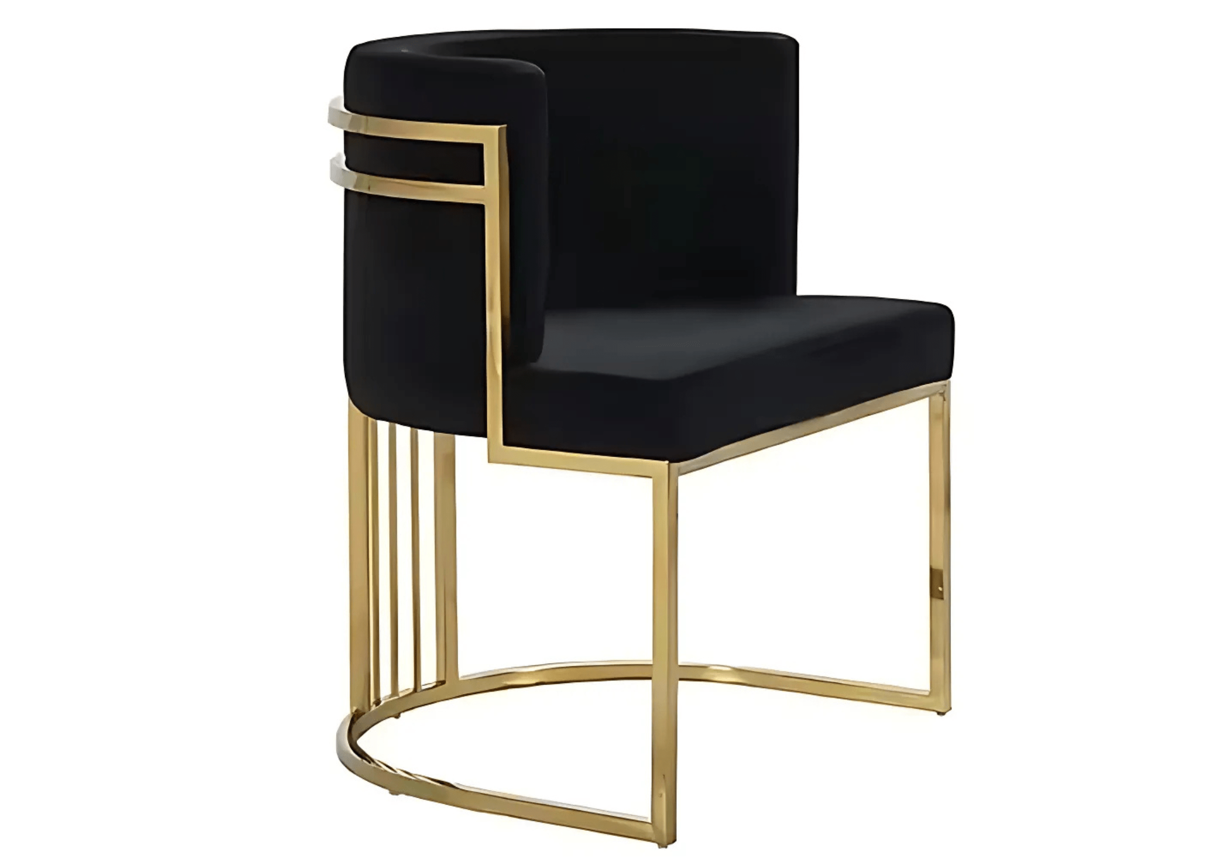 Poltrona Charme II: base elegante em aço inox 304 e espuma de alta densidade. Conforto luxuoso e design impecável.
