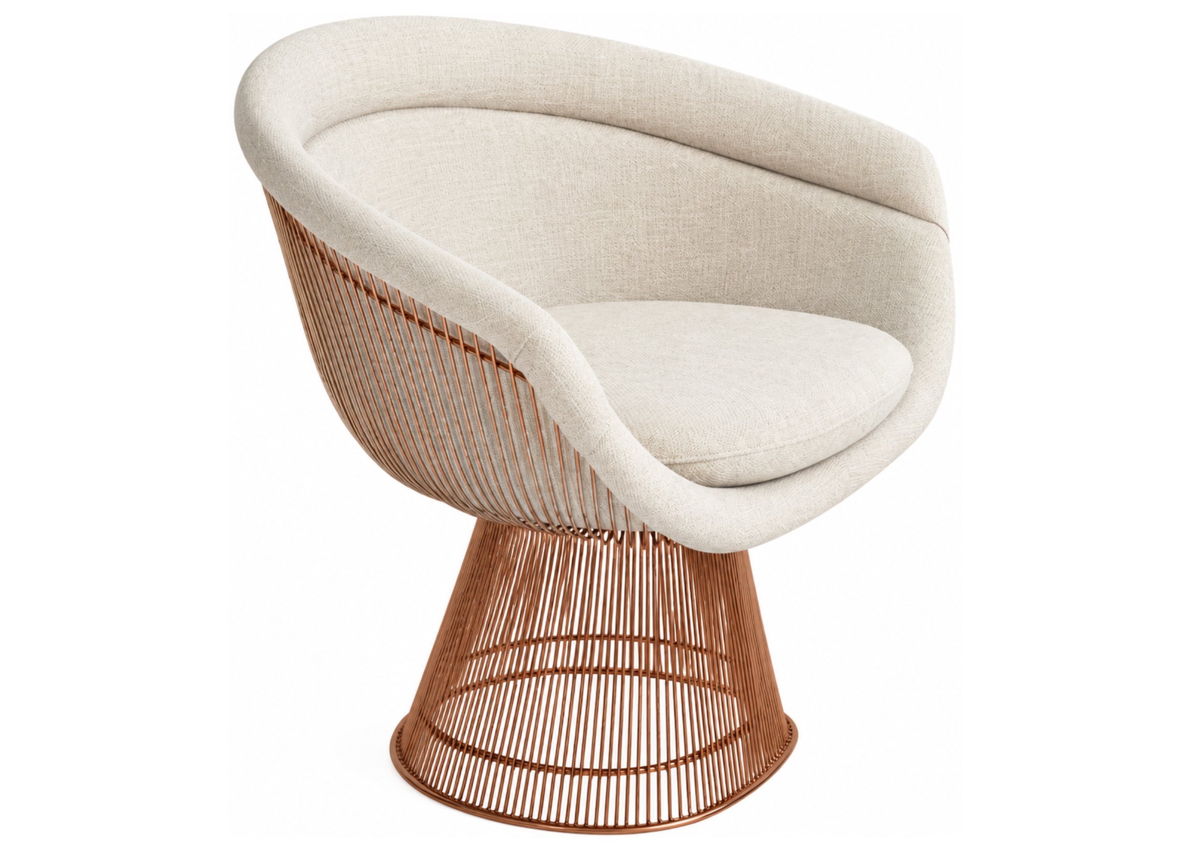 Poltrona Platner em aço inox 304 com encosto ergonômico e acabamento refinado, móvel moderno e sofisticado.
