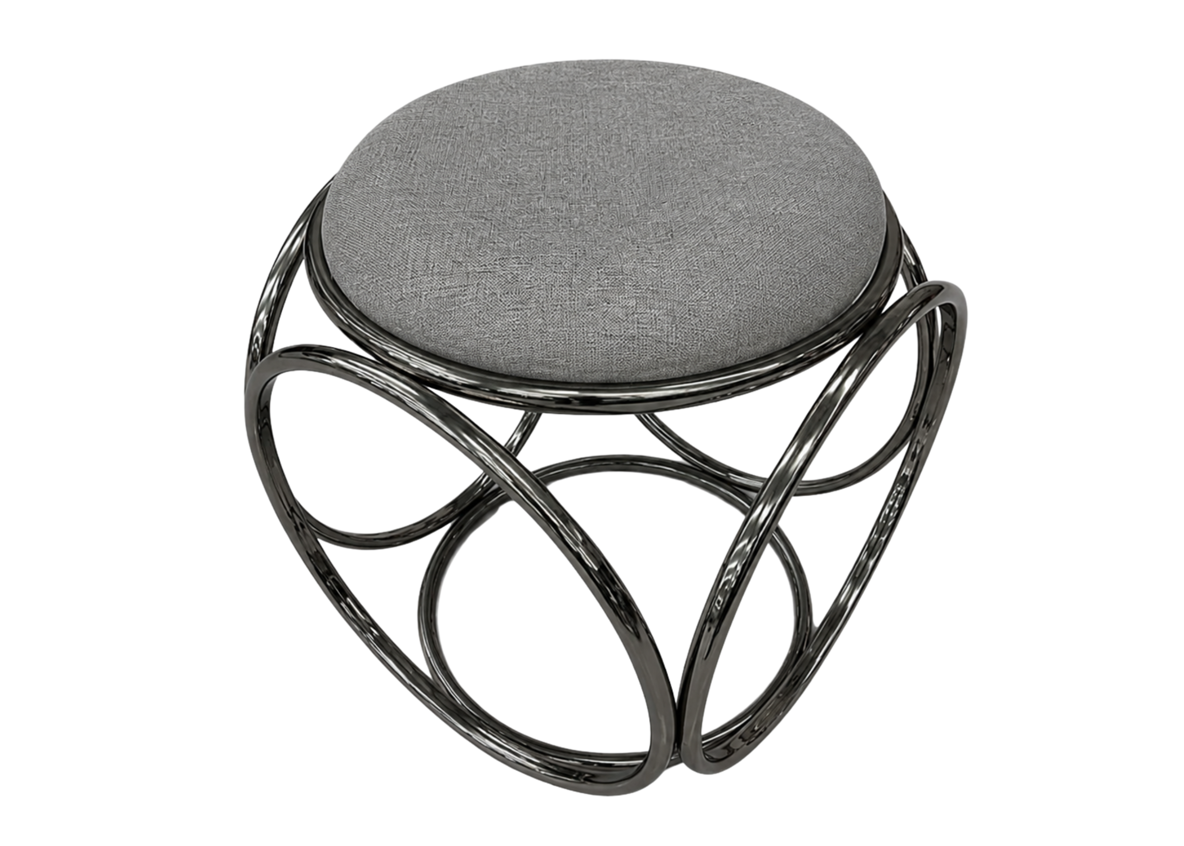 Puff Redondo Ouro com design arredondado e acabamento refinado, ideal para closets e ambientes elegantes