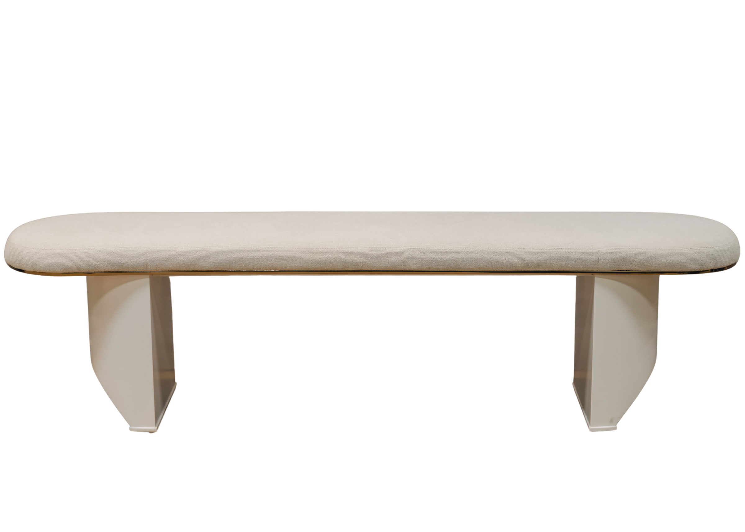 Recamier Belluno com estrutura em madeira, acabamento em lâmina natural e detalhes em aço inox para ambientes sofisticados.