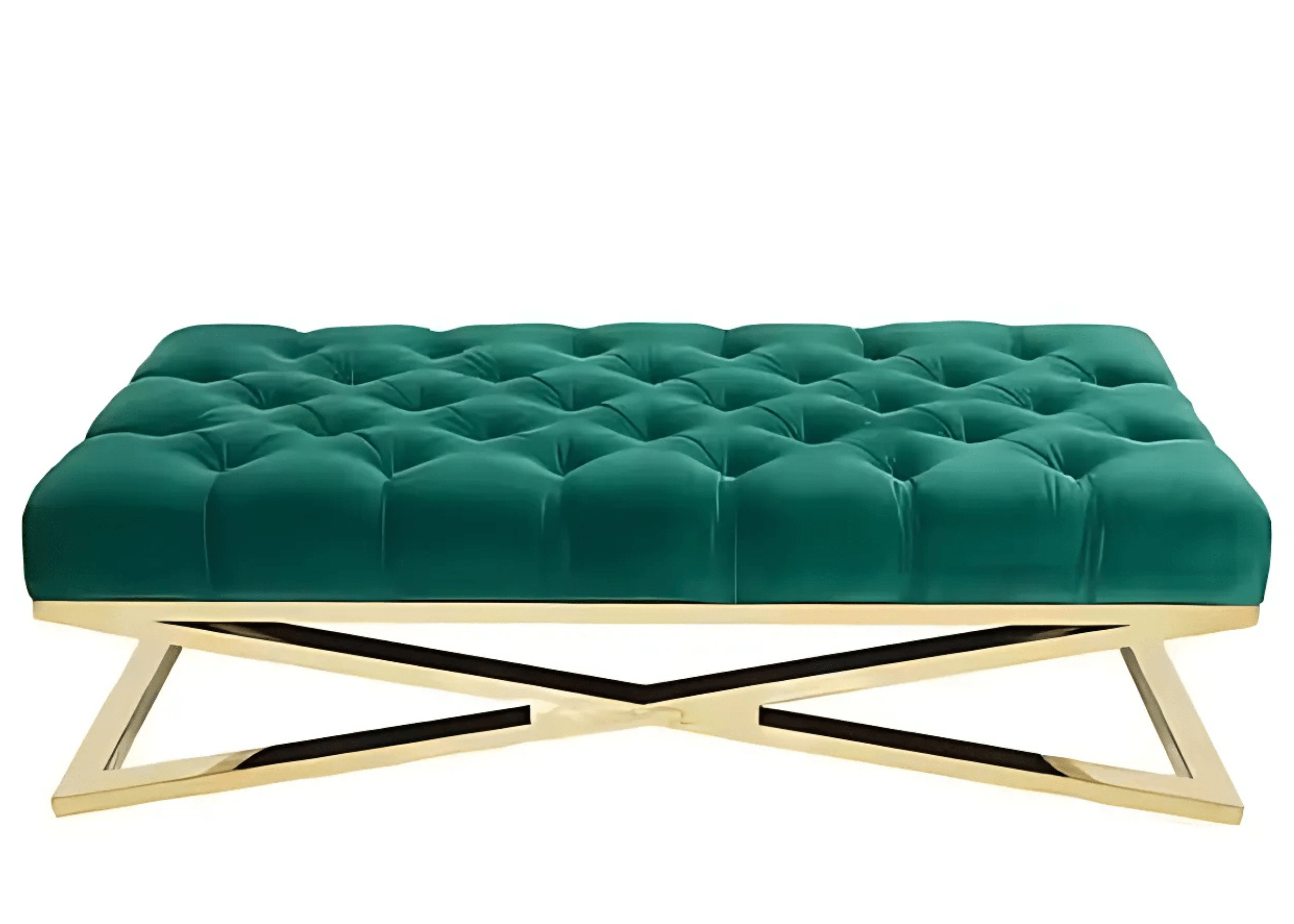 Estrutura brilhante em forma de X: Recamier Dourado, uma obra de arte contemporânea.