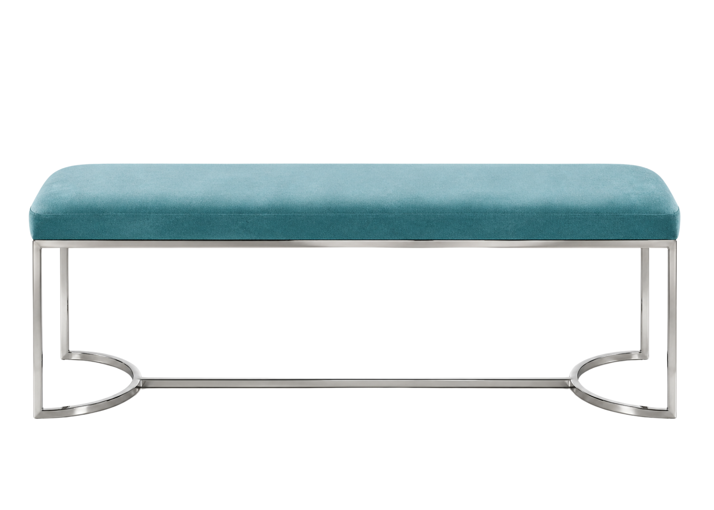 Recamier Sara com base metálica resistente e estilo luxuoso para decoração sofisticada.

