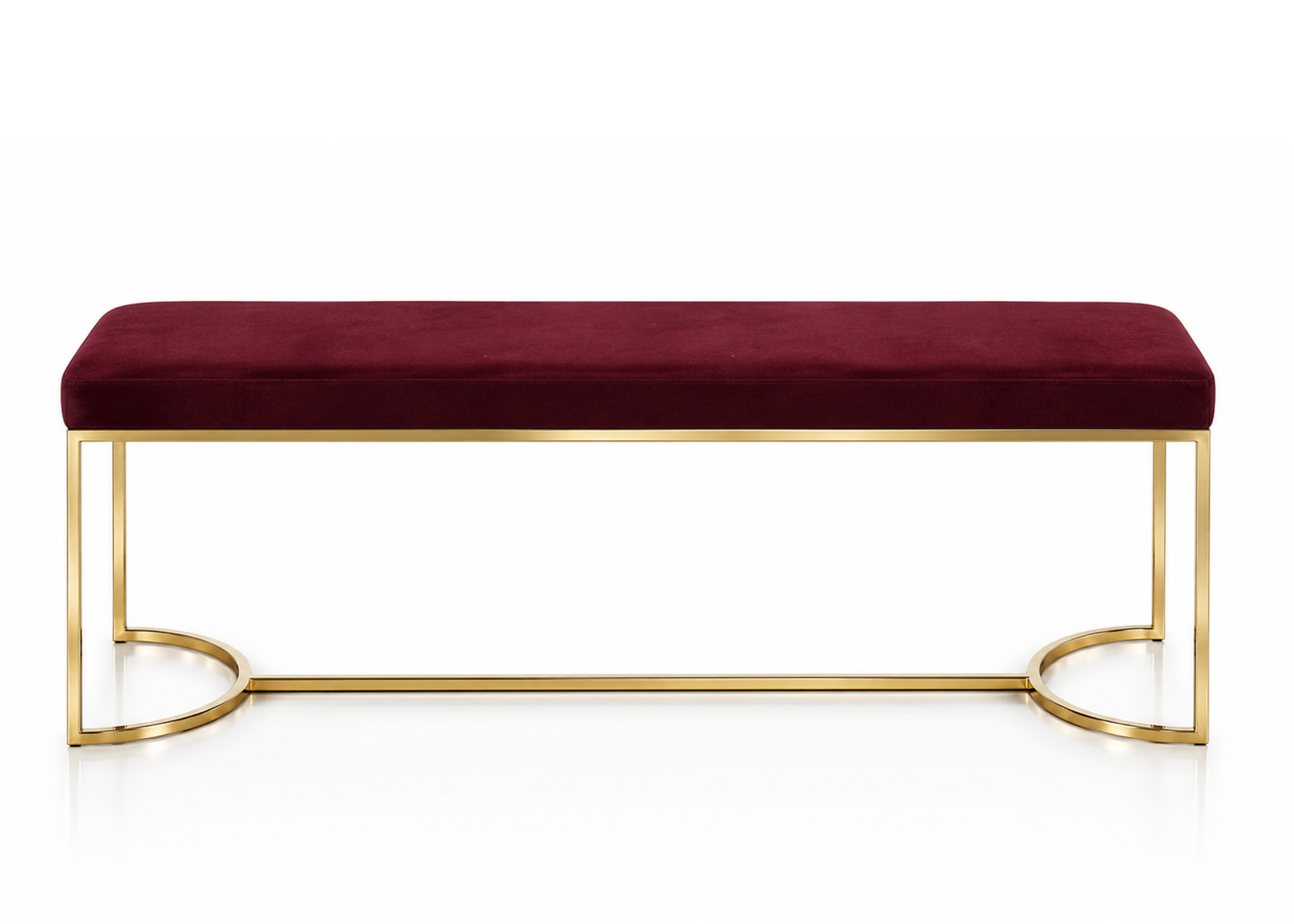 Recamier Sara com estrutura robusta em aço inox e estética glamourosa para salas sofisticadas.
