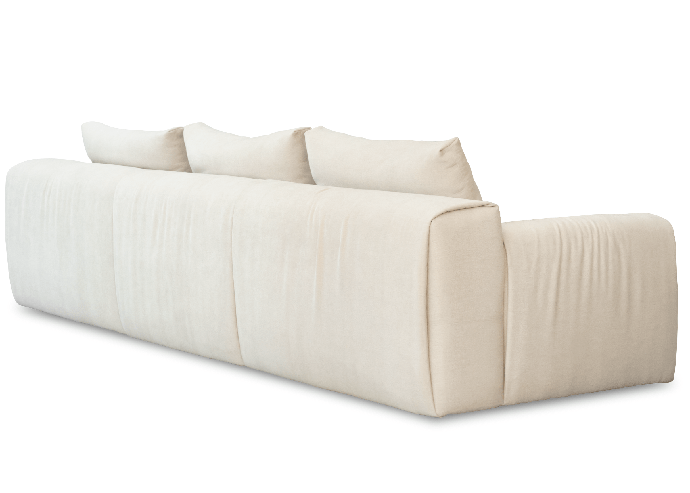 Parte traseira do Sofá Automatizado Dante com acabamento uniforme e linhas suaves para compor ambientes elegantes.