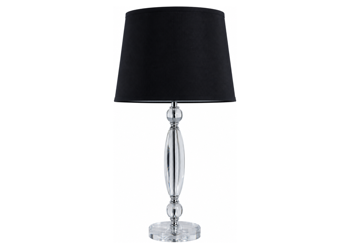 Abajur modelo 4010 com base em cristal e cúpula branca, apresentando design sofisticado e acabamento elegante para ambientes contemporâneos.