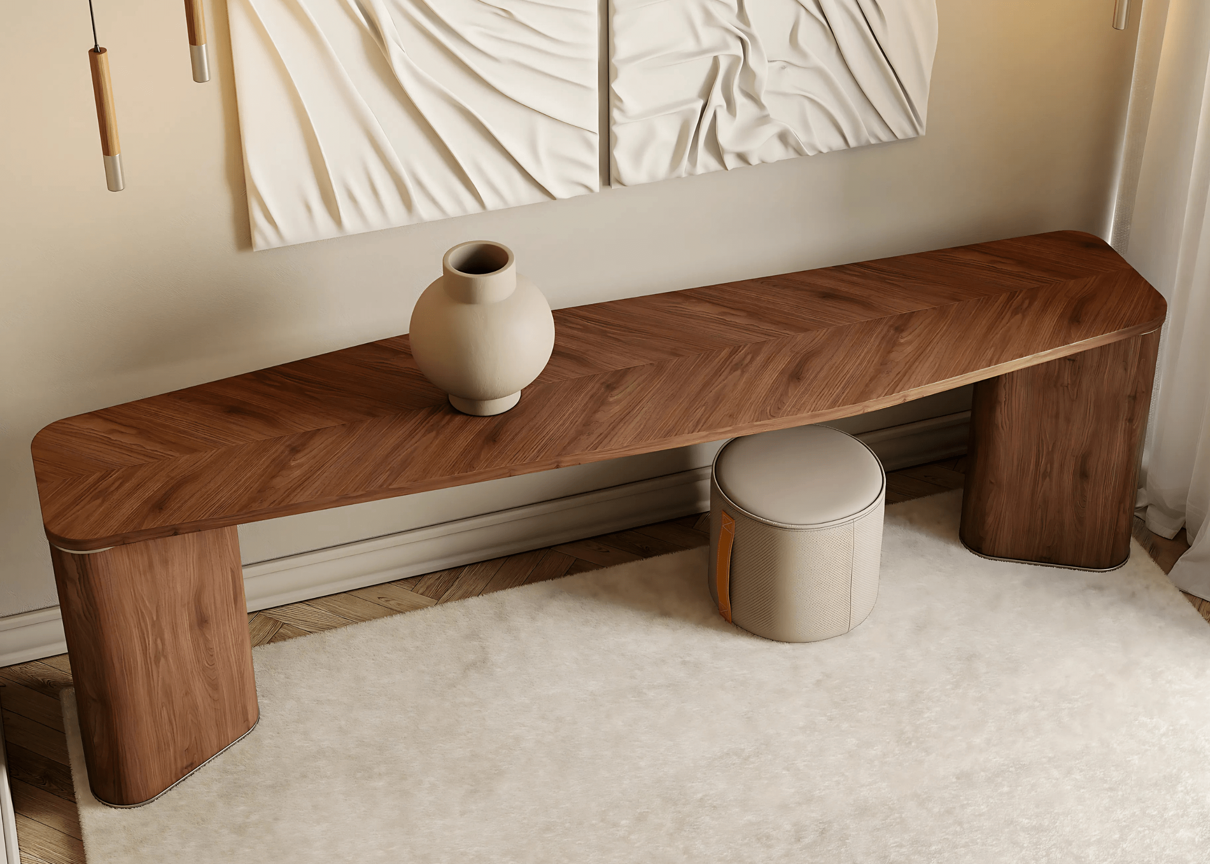 Aparador Lupi com design rústico em madeira natural, ideal para salas de estar com estilo acolhedor e sofisticado. Peça robusta e versátil que valoriza ambientes com personalidade e charme atemporal.
