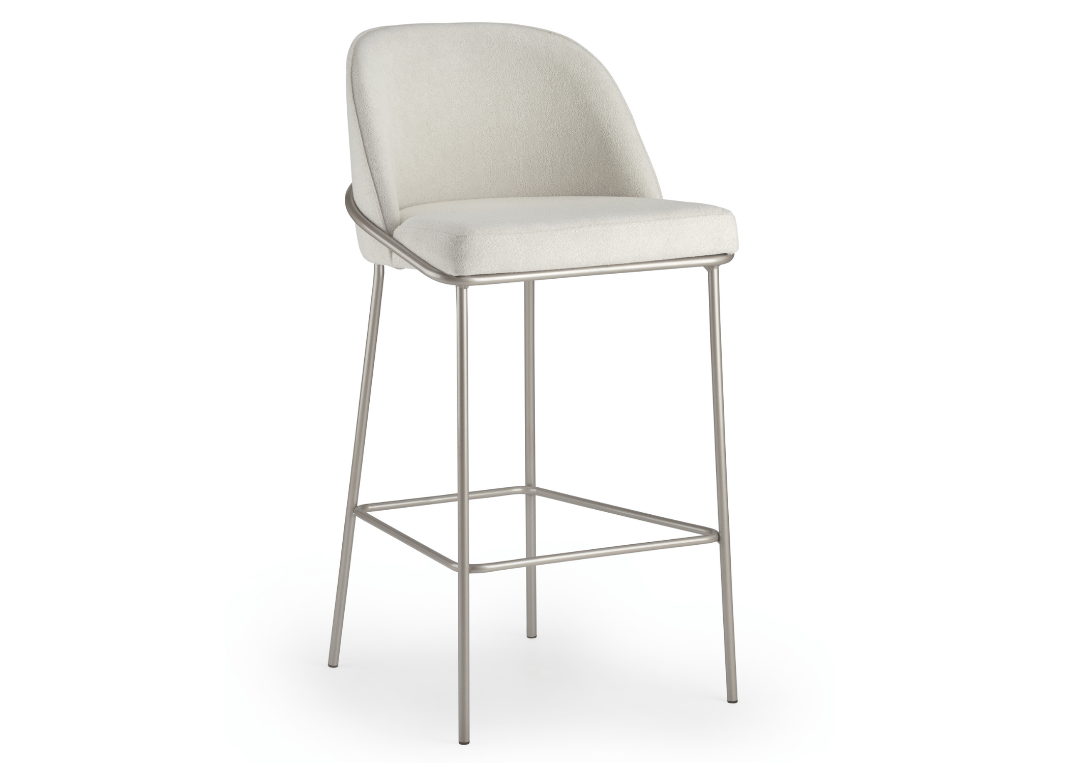 Banqueta Blue com base na cor champagne, que adiciona um toque de sofisticação ao ambiente. Seu design elegante e estofamento confortável tornam a peça perfeita para compor espaços refinados.