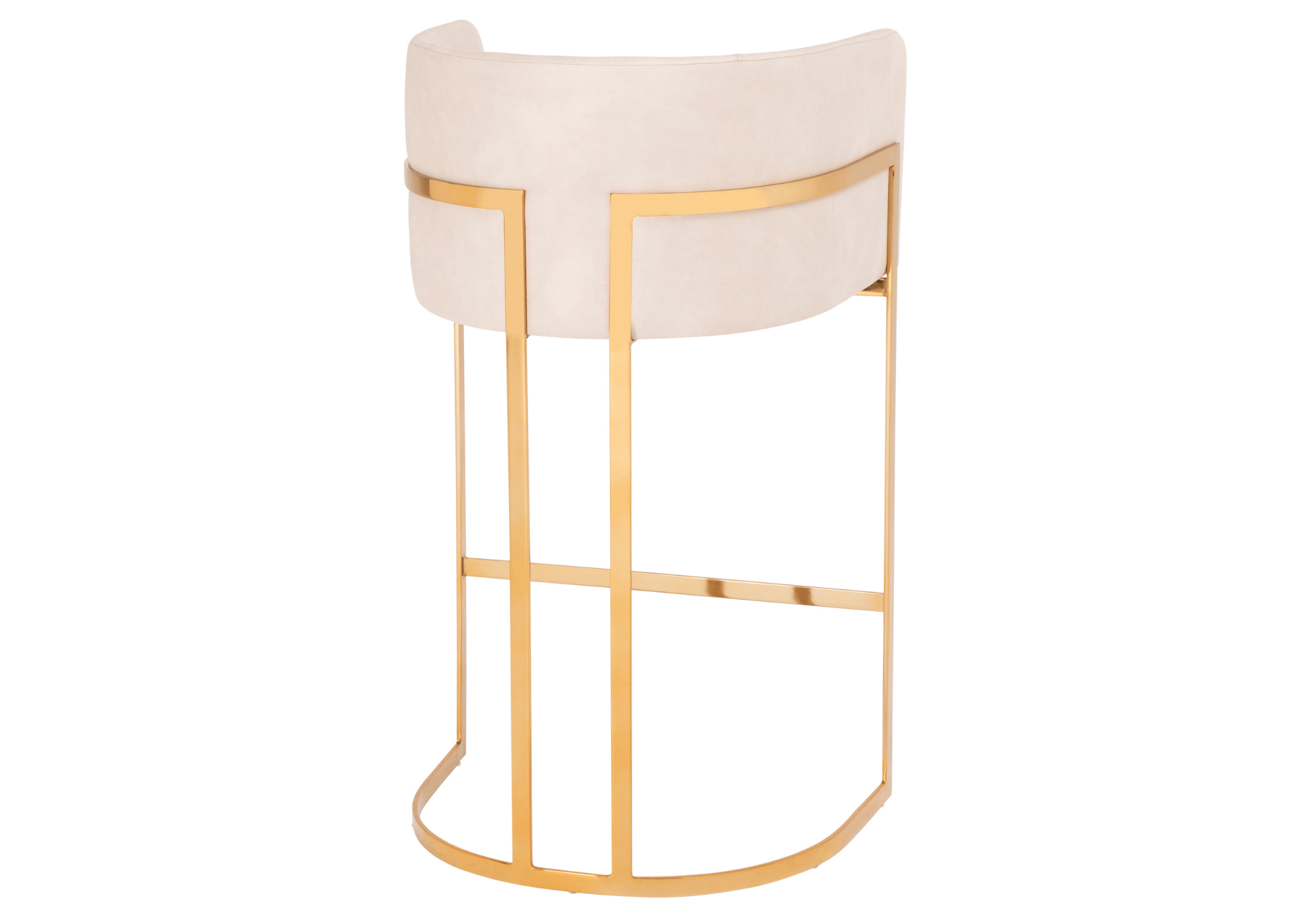 Banqueta Diamante Gold com detalhes nas costas e apoio para os pés que valorizam o conforto, apresentando design elegante e sofisticado, ideal para compor ambientes modernos.