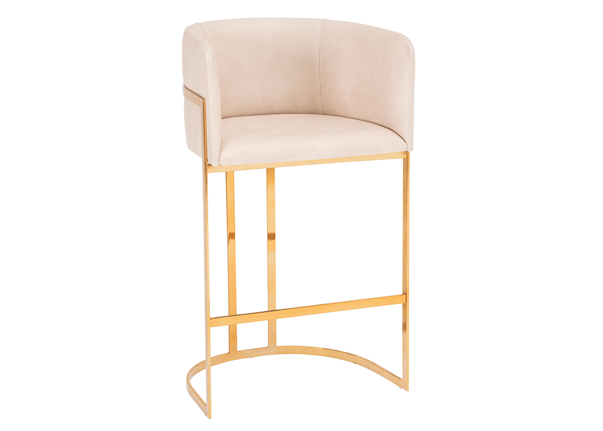 Banqueta Diamante Gold com acabamento em aço inox, apresentando design sofisticado e elegante, ideal para compor ambientes modernos e refinados.