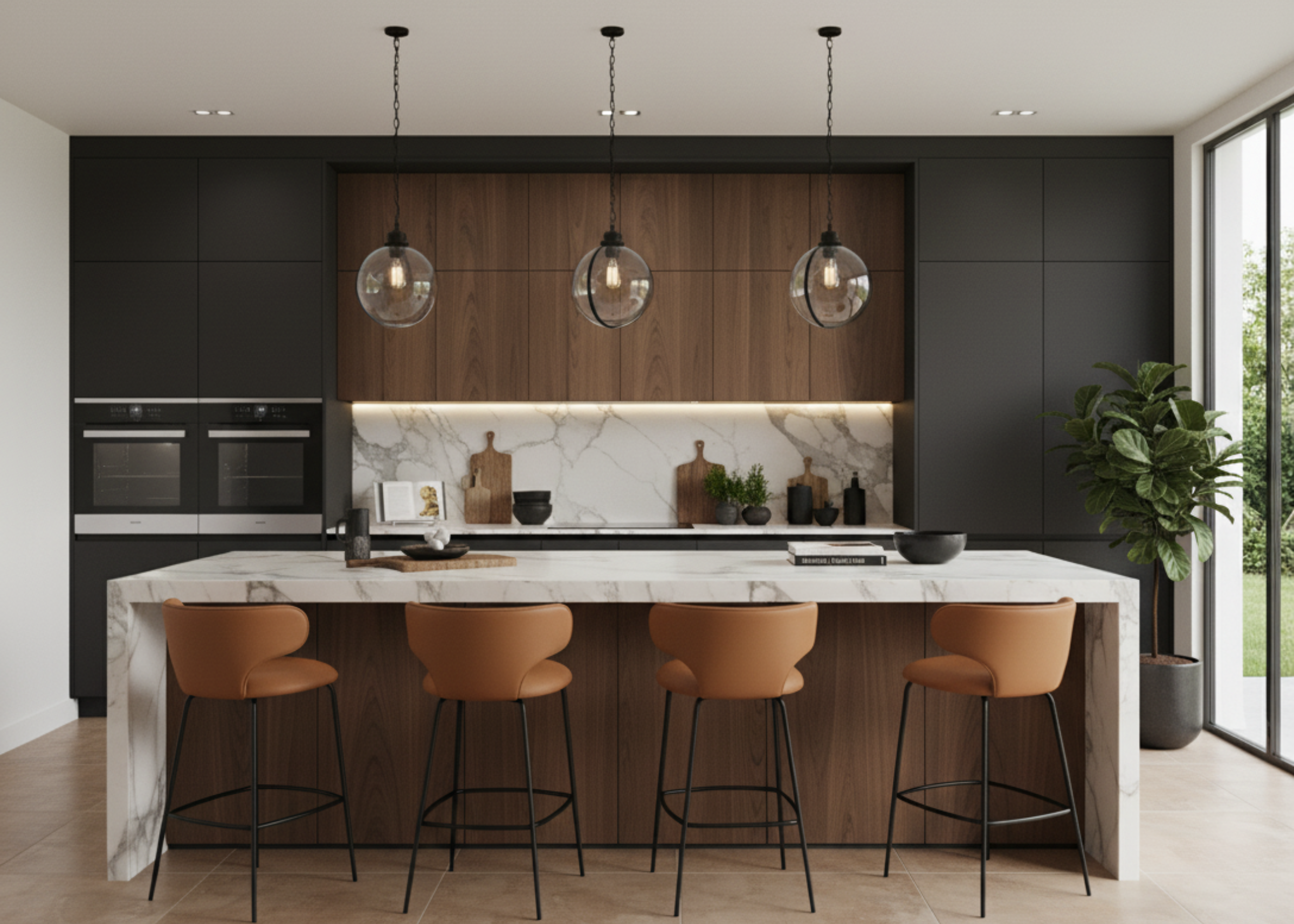 Banqueta Eleganza, uma peça que combina elegância e conforto em um design impecável, ideal para compor bancadas luxuosas com estilo e sofisticação.