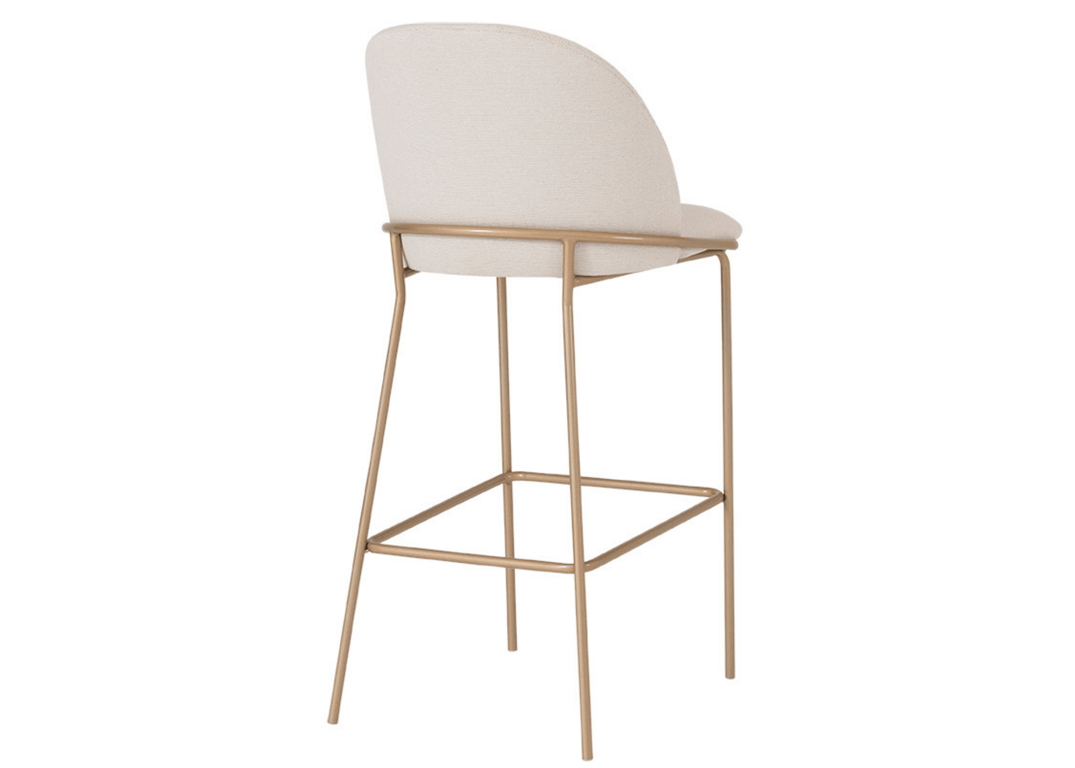 Banqueta contemporânea com estrutura metálica dourada e design sofisticado.