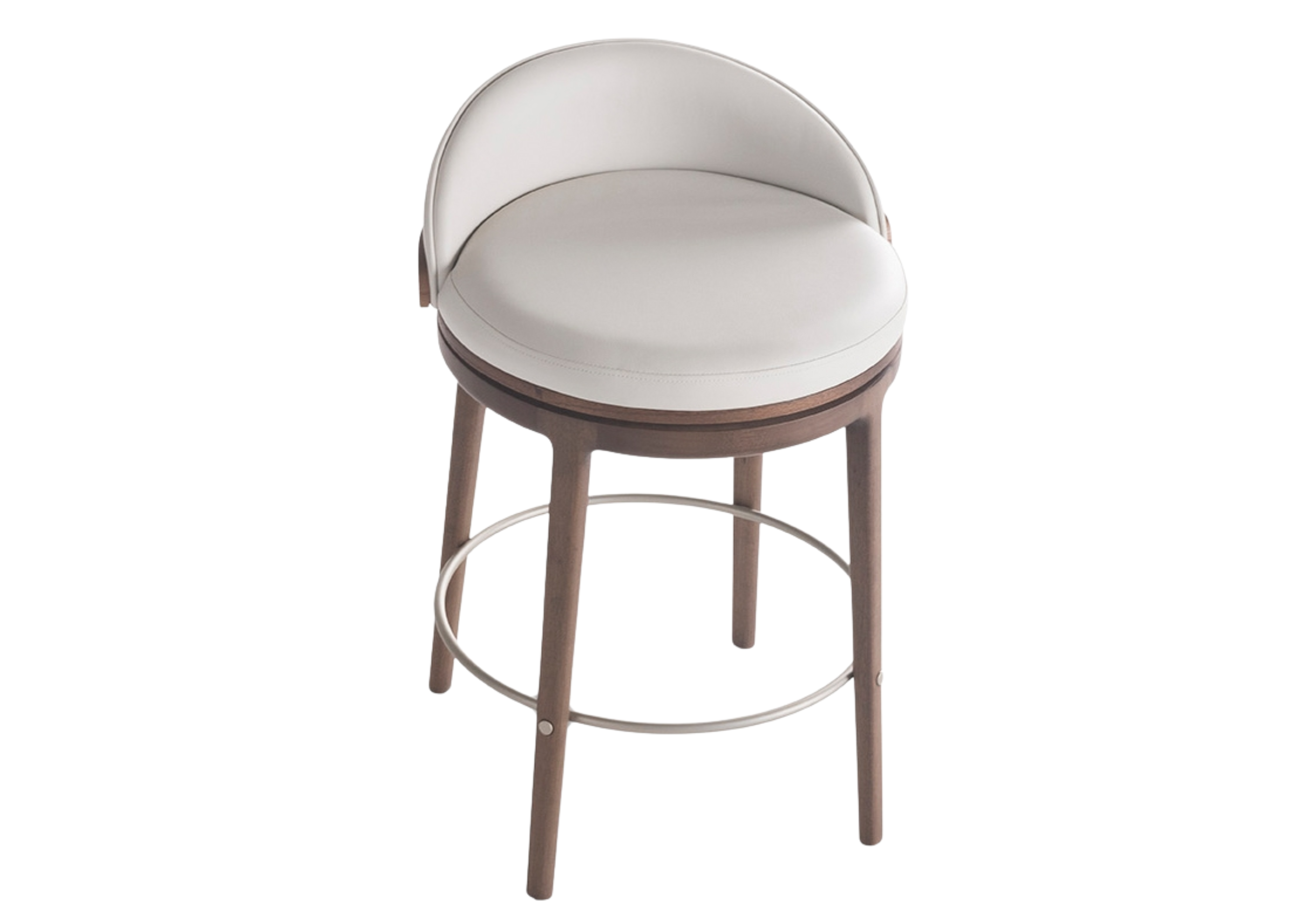 Banqueta Giratória Aveline com design contemporâneo e apoio para os pés em pintura automotiva, ideal para compor ambientes modernos e sofisticados.