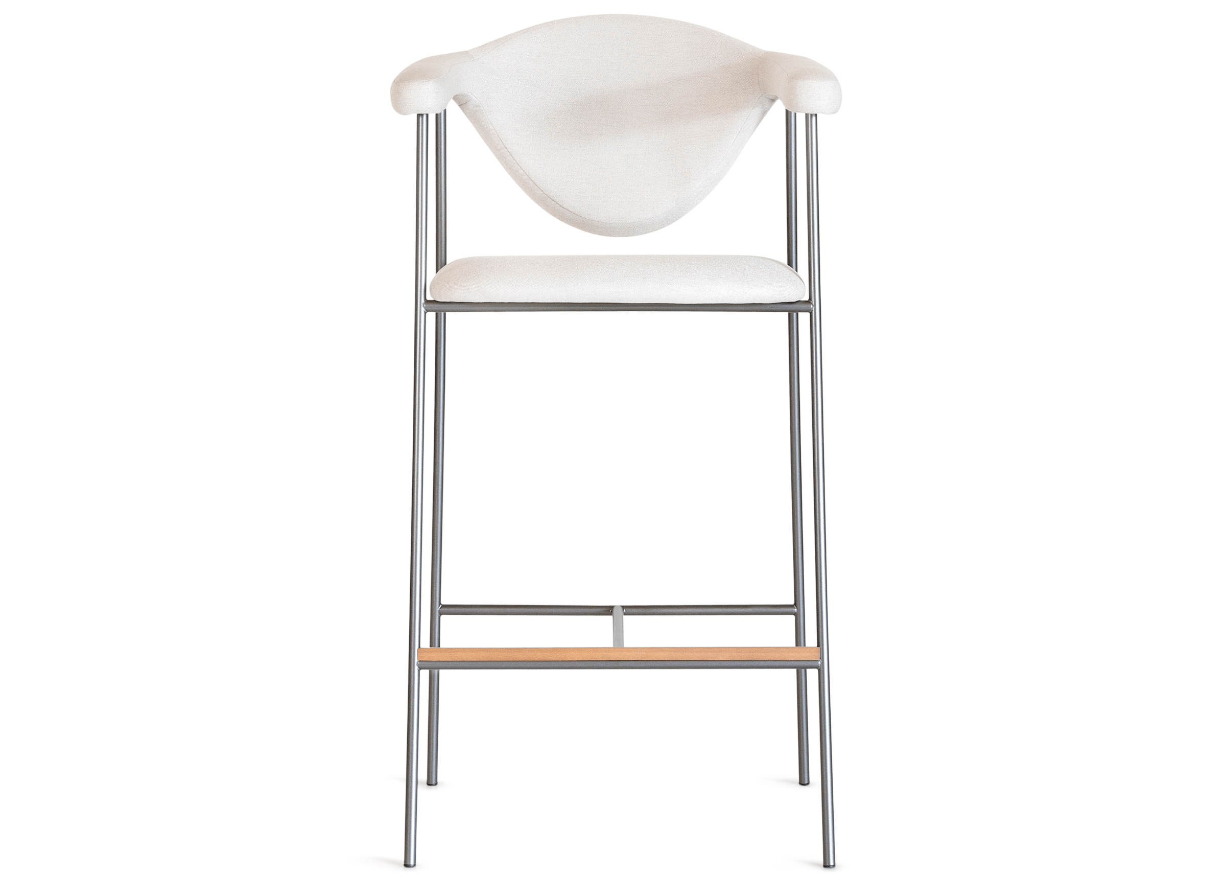 Banqueta Heron apoio para pés em madeira com estrutura em aço inox resistente