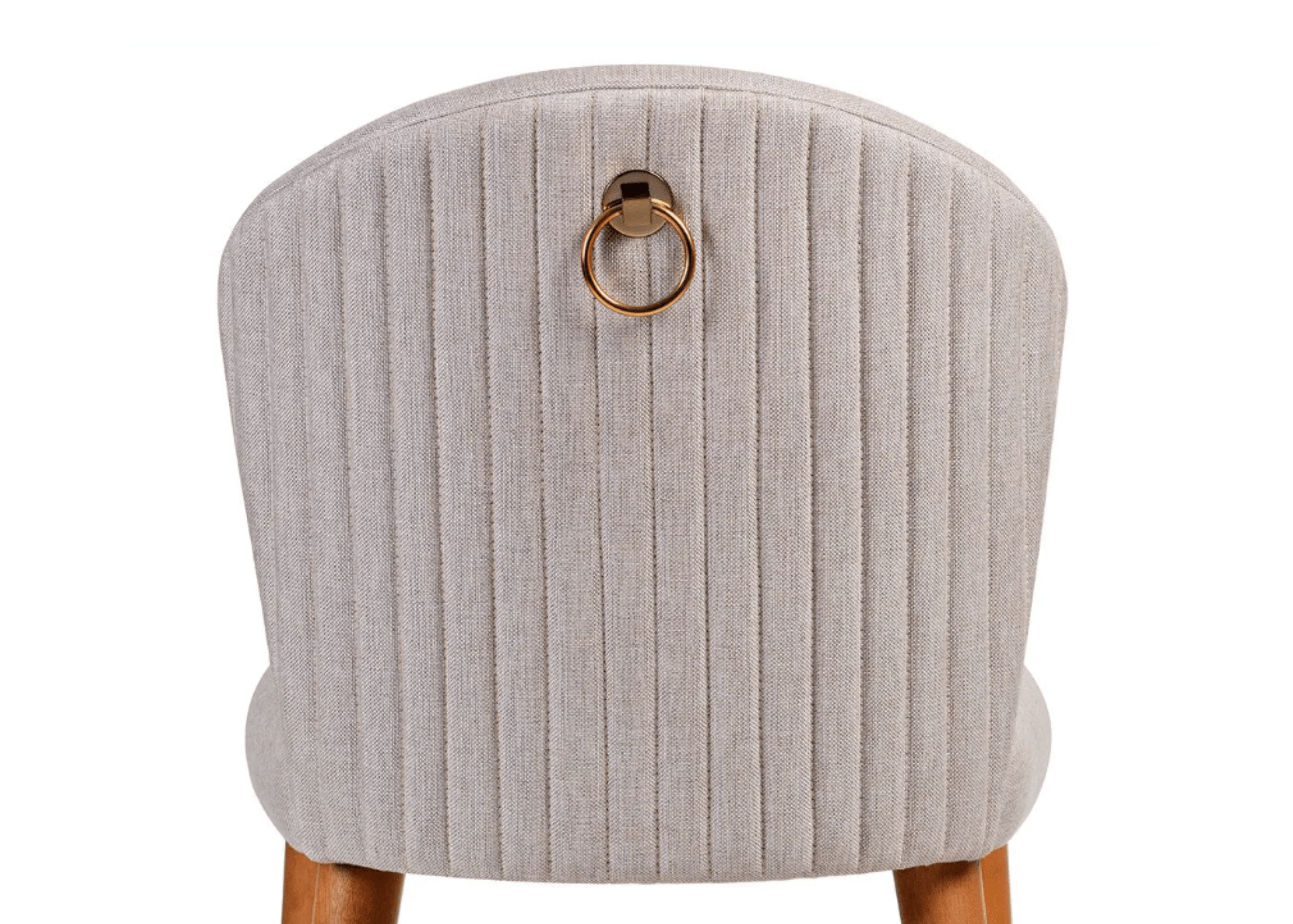 Banqueta luxuosa para bancadas com detalhe em lâmina de madeira, estofada em linho cinza. Perfeita para compor ambientes elegantes e contemporâneos.
