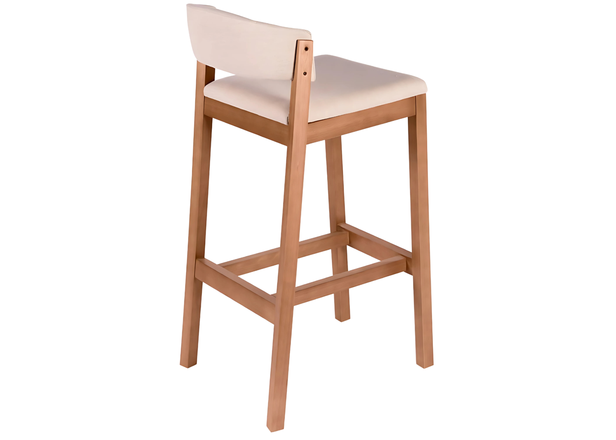 Banqueta Acácia para sala de jantar com estofado em tecido off-white, unindo conforto, elegância e um design sofisticado para valorizar qualquer ambiente.