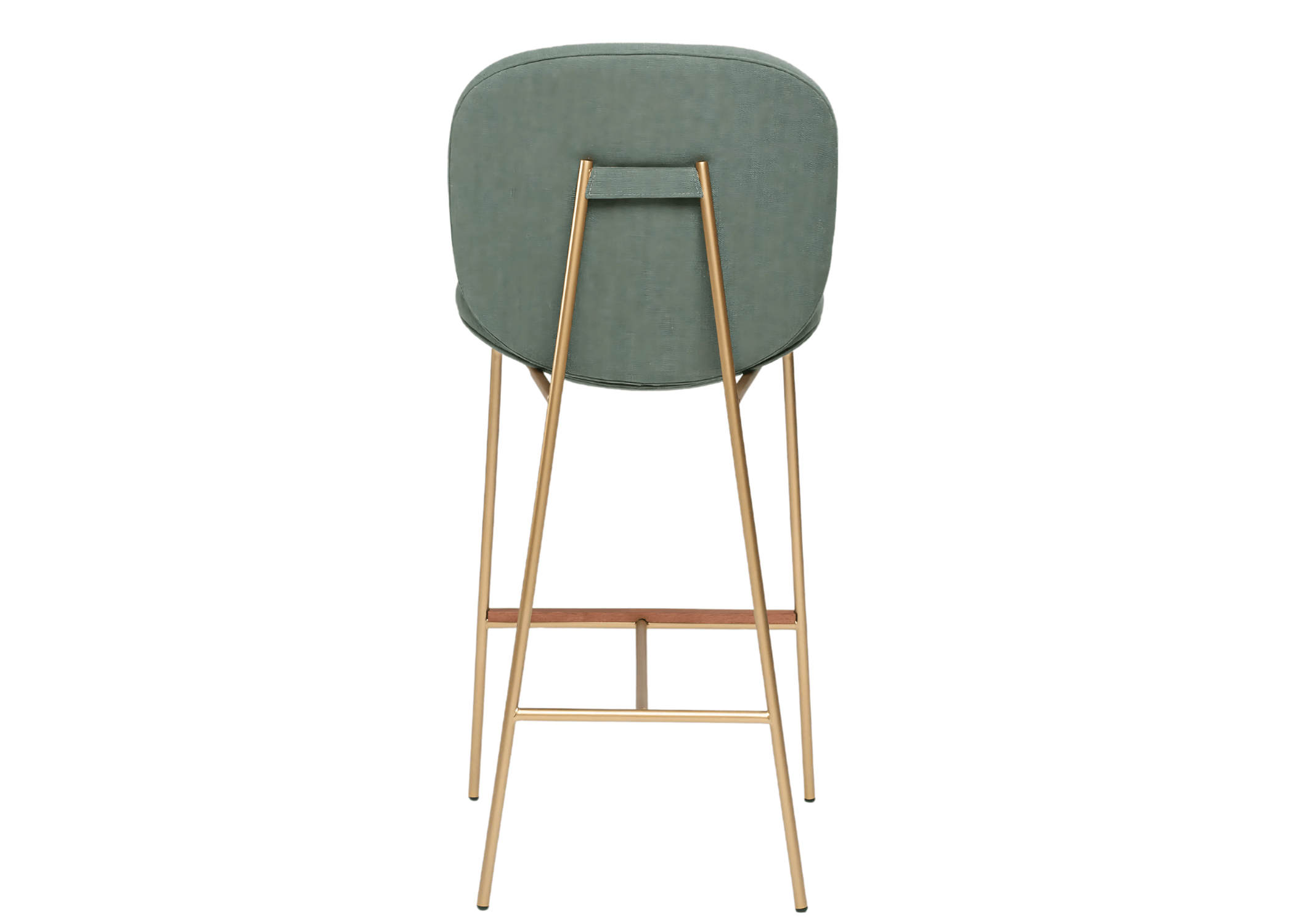 Banqueta Theodoro com base em inox golden e design moderno para bancadas. Peça sofisticada que valoriza ambientes contemporâneos.
