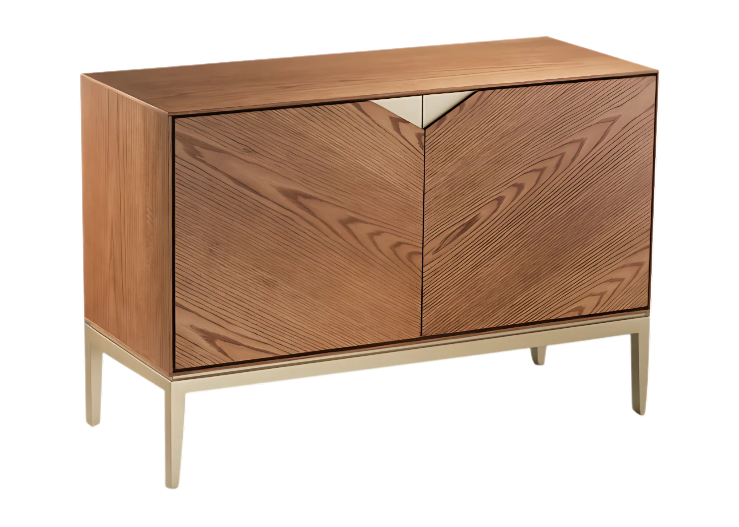 Buffet Amalfi de duas portas com acabamento em lâmina de carvalho, design luxuoso e sofisticado. Perfeito para compor ambientes elegantes e modernos.
