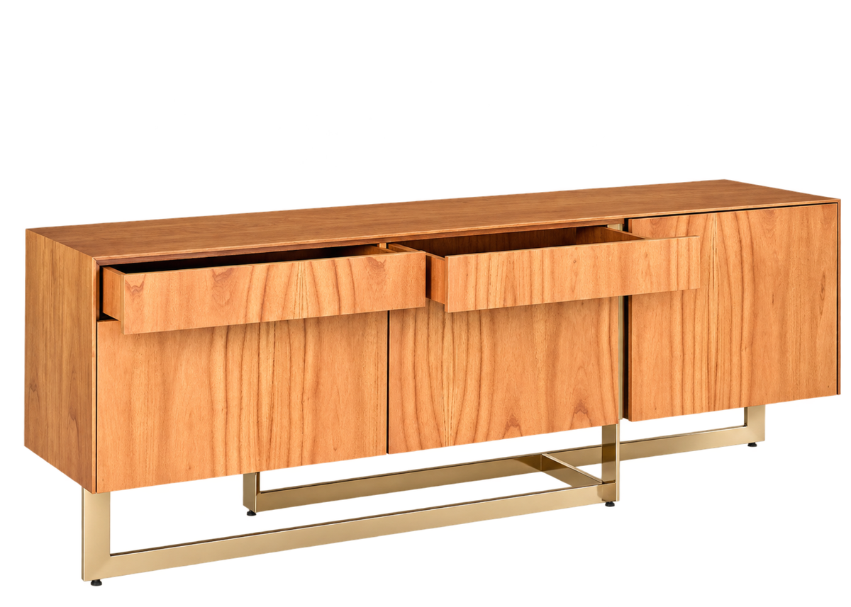 Buffet Deise com portas amplas e gavetas discretas, oferecendo organização funcional e visual elegante para ambientes sofisticados.