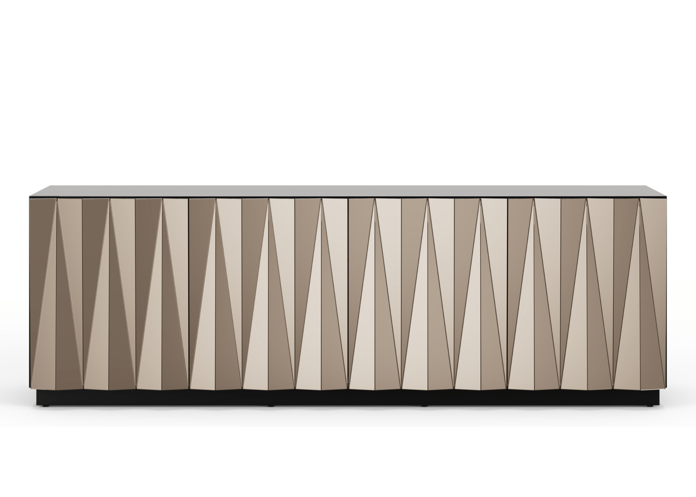 Buffet Ophelia espelhado com design elegante e magnífico, ideal para ambientes sofisticados.