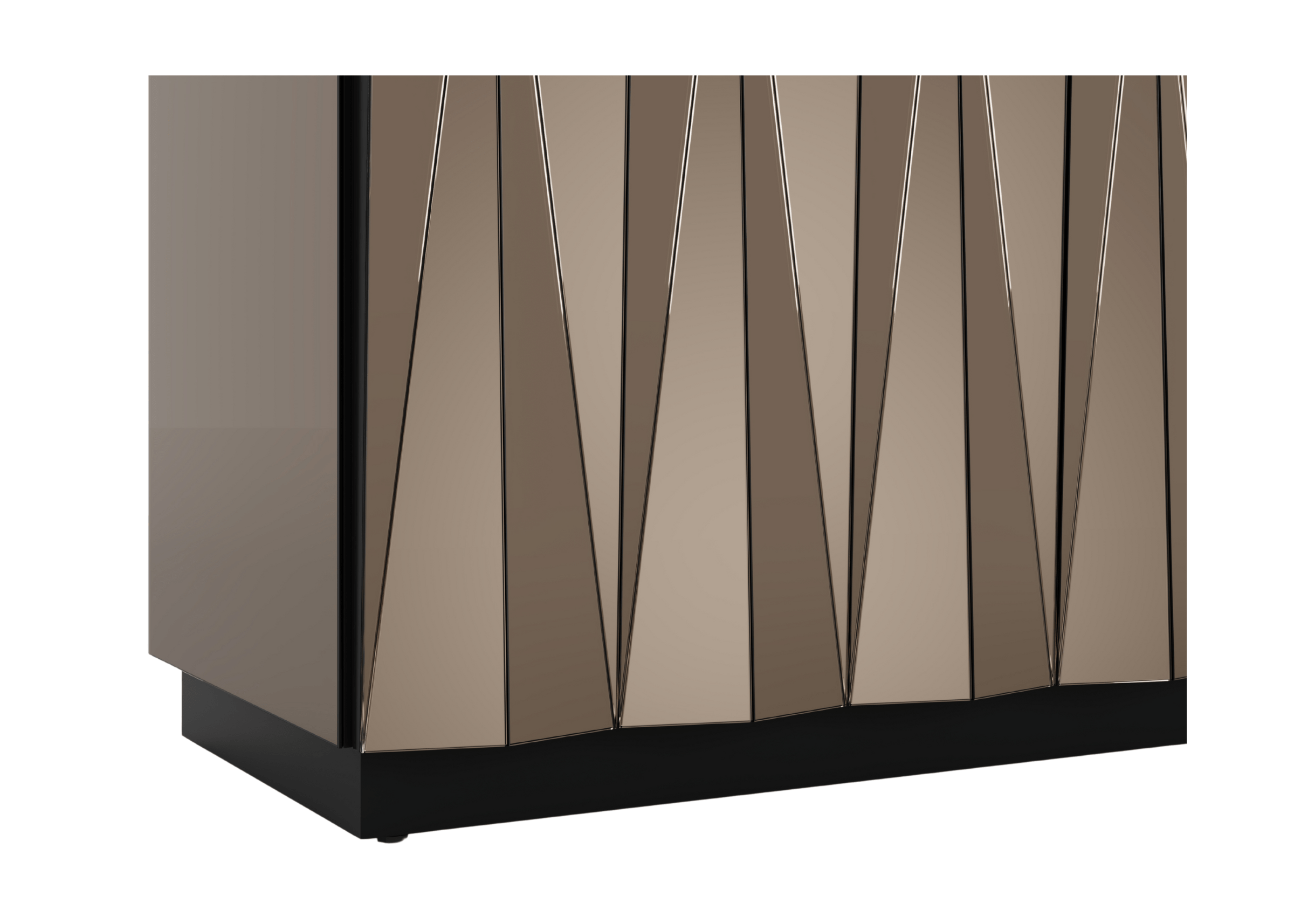 Buffet Ophelia espelhado com design imponente que agrega sofisticação ao ambiente.