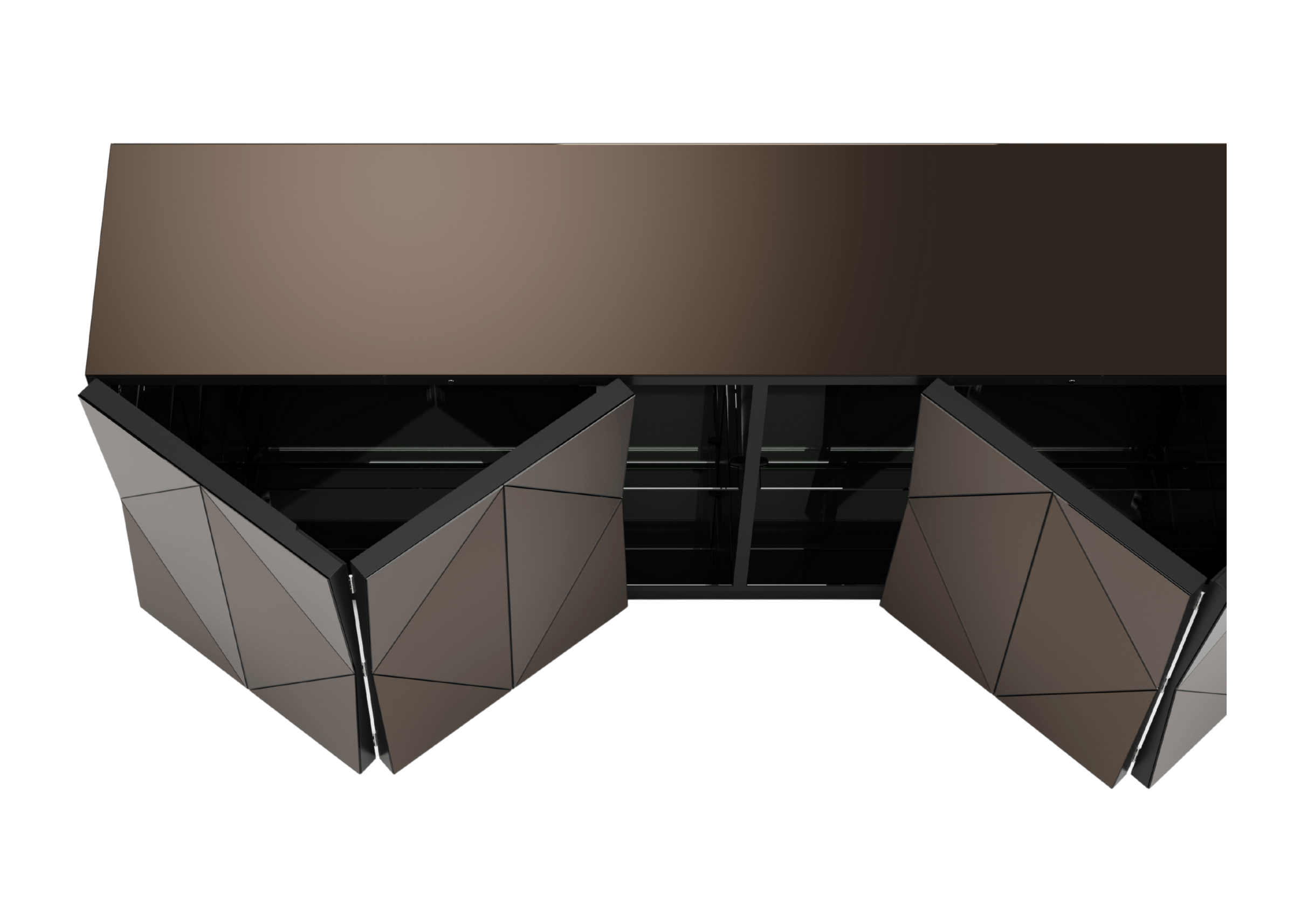 Buffet Versailles espelhado com design elegante que valoriza a sofisticação do ambiente.
