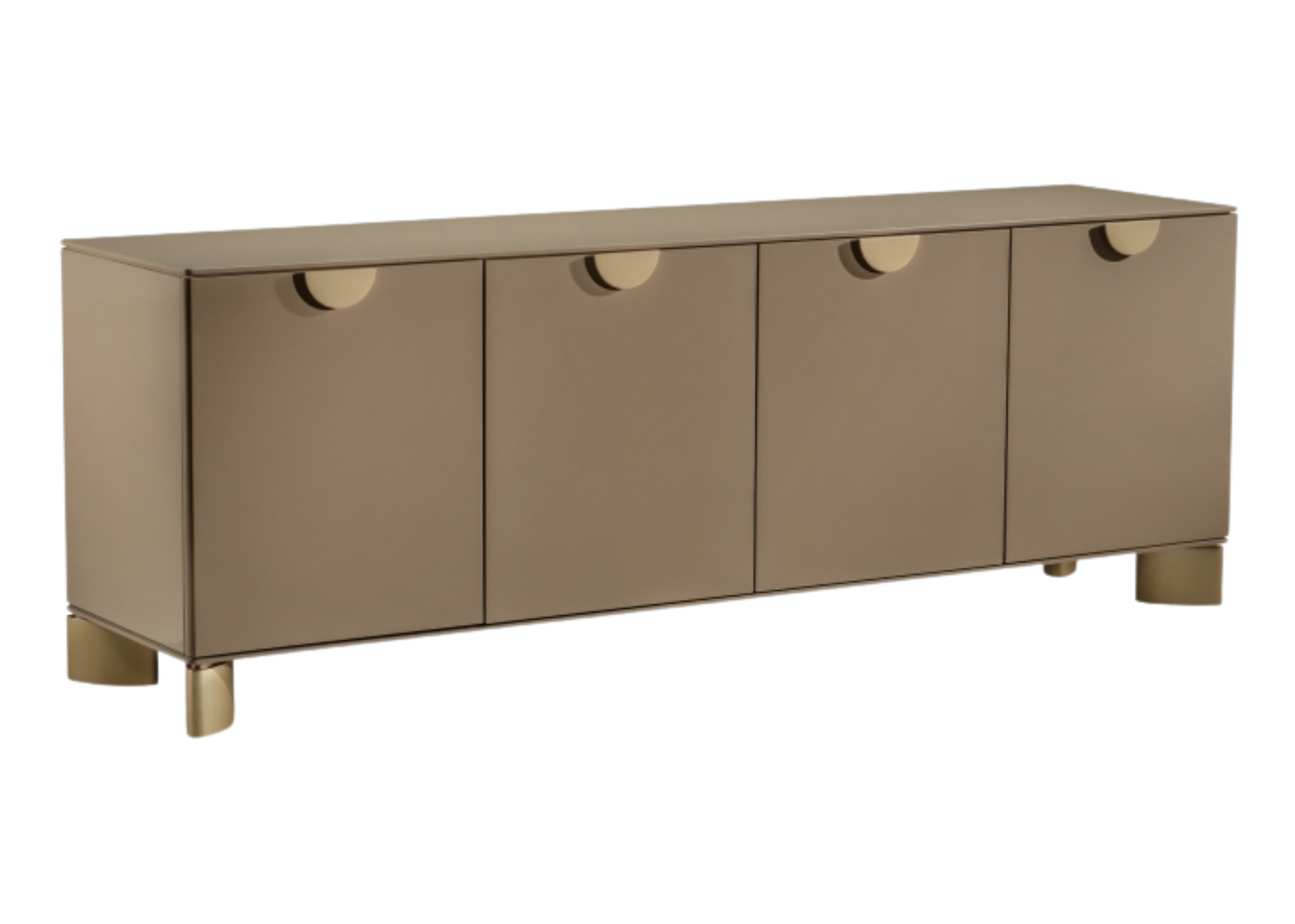 Buffet Lucenza com quatro portas e acabamento laqueado. Móvel elegante ideal para compor salas de jantar sofisticadas.
