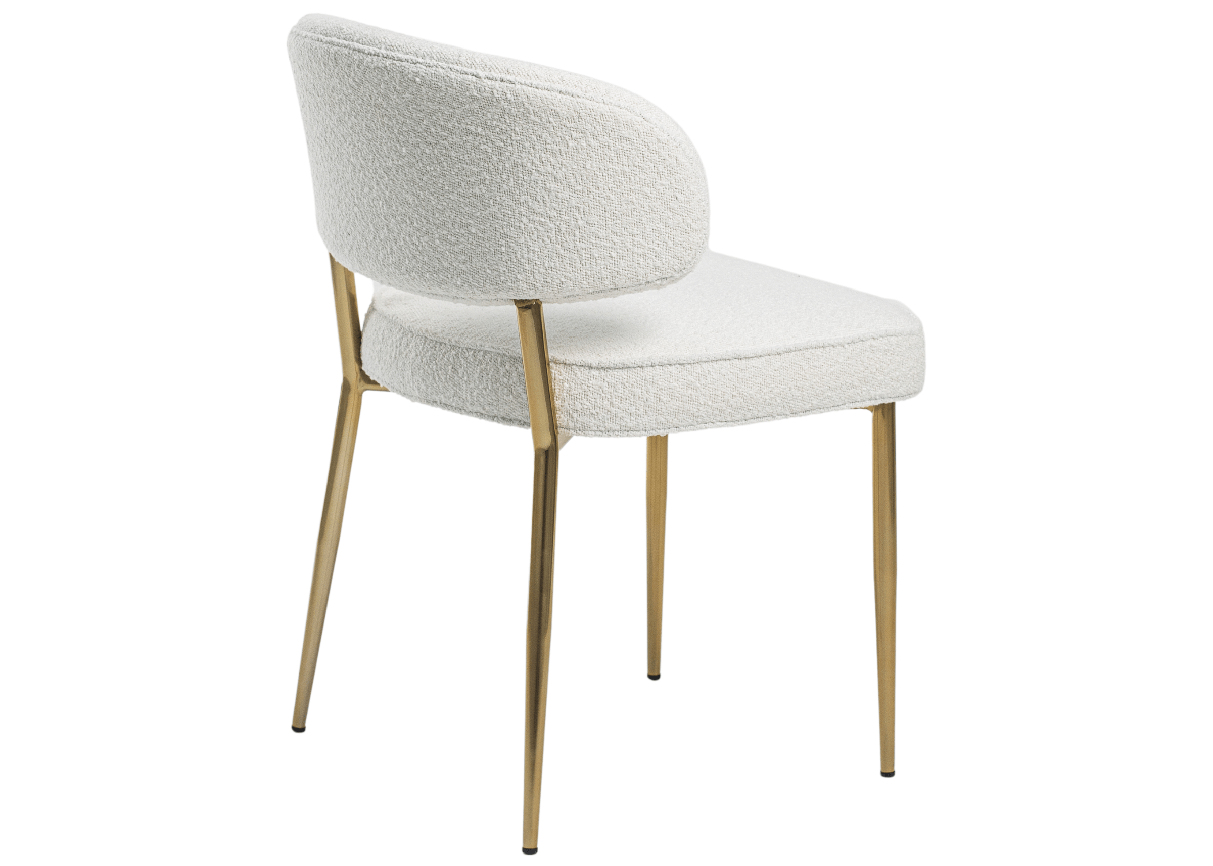 Estrutura elegante em aço inox dourado da cadeira Baggio para salas de jantar sofisticadas