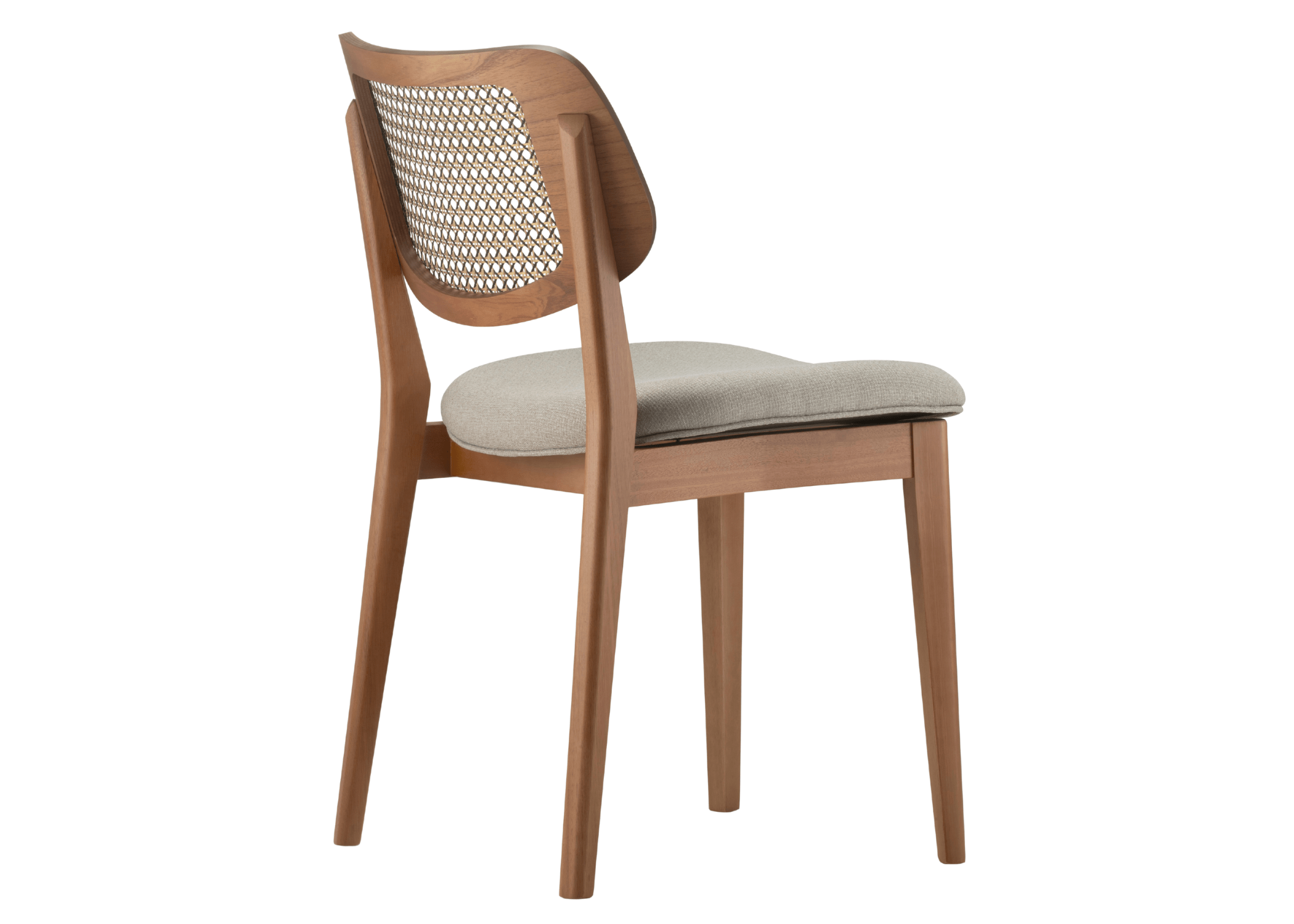 Cadeira Barry com encosto em palha e detalhes encantadores, apresentando design elegante e sofisticado, ideal para compor ambientes modernos e acolhedores.