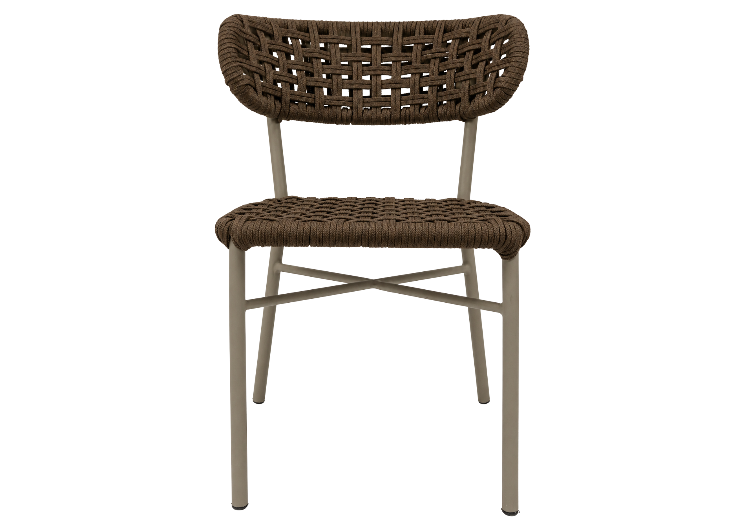Cadeira Breeze com design moderno para área externa e detalhes em corda náutica, ideal para compor espaços elegantes e acolhedores.