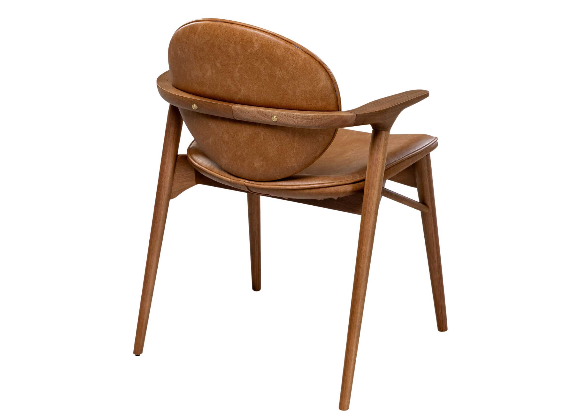 Cadeira Flat em madeira natural com encosto curvo e braços integrados, conforto e elegância para ambientes modernos
