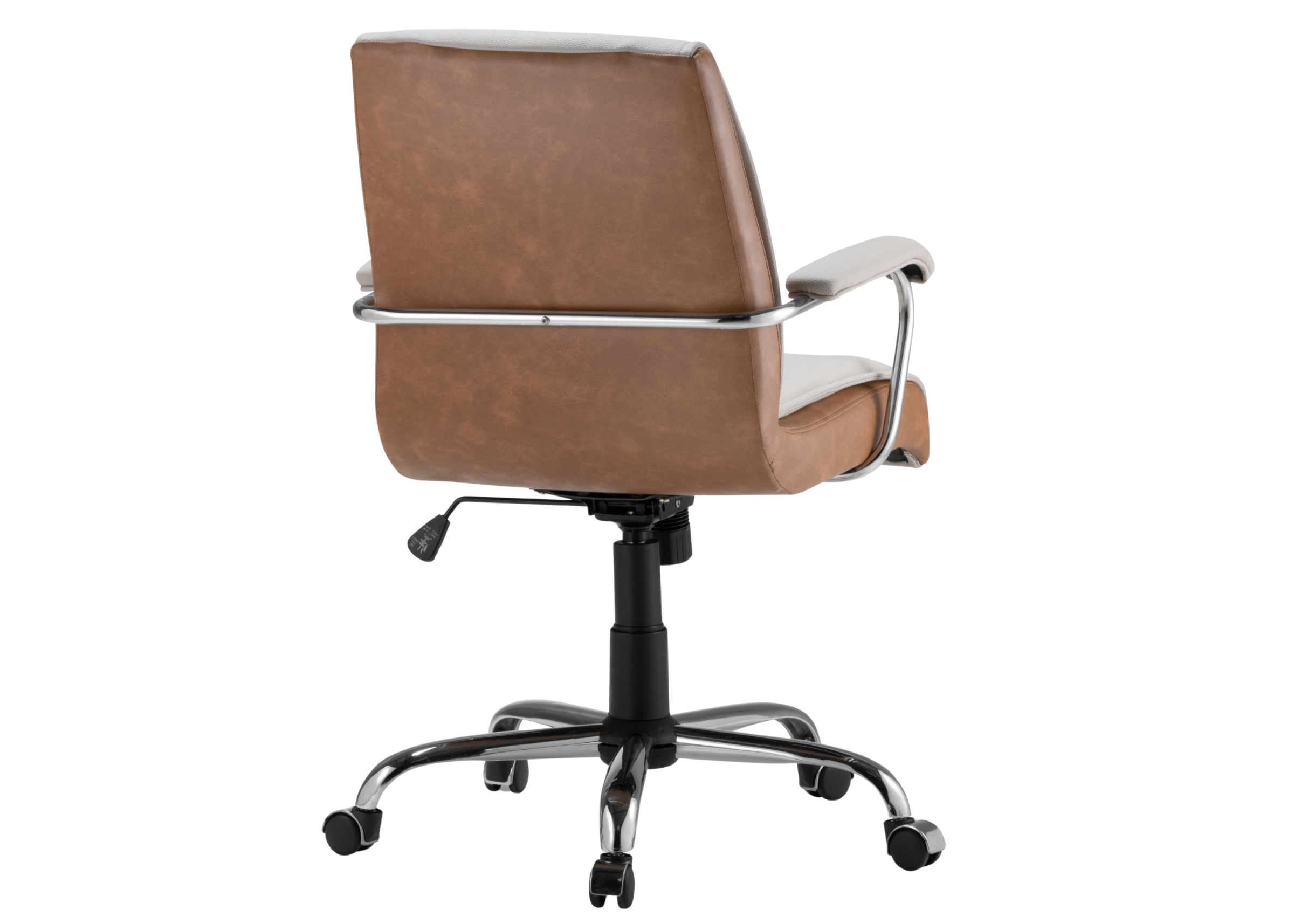 Cadeira de escritório Alba giratória estofada em couríssimo. Móvel elegante e sofisticado para composições modernas em ambientes de trabalho.