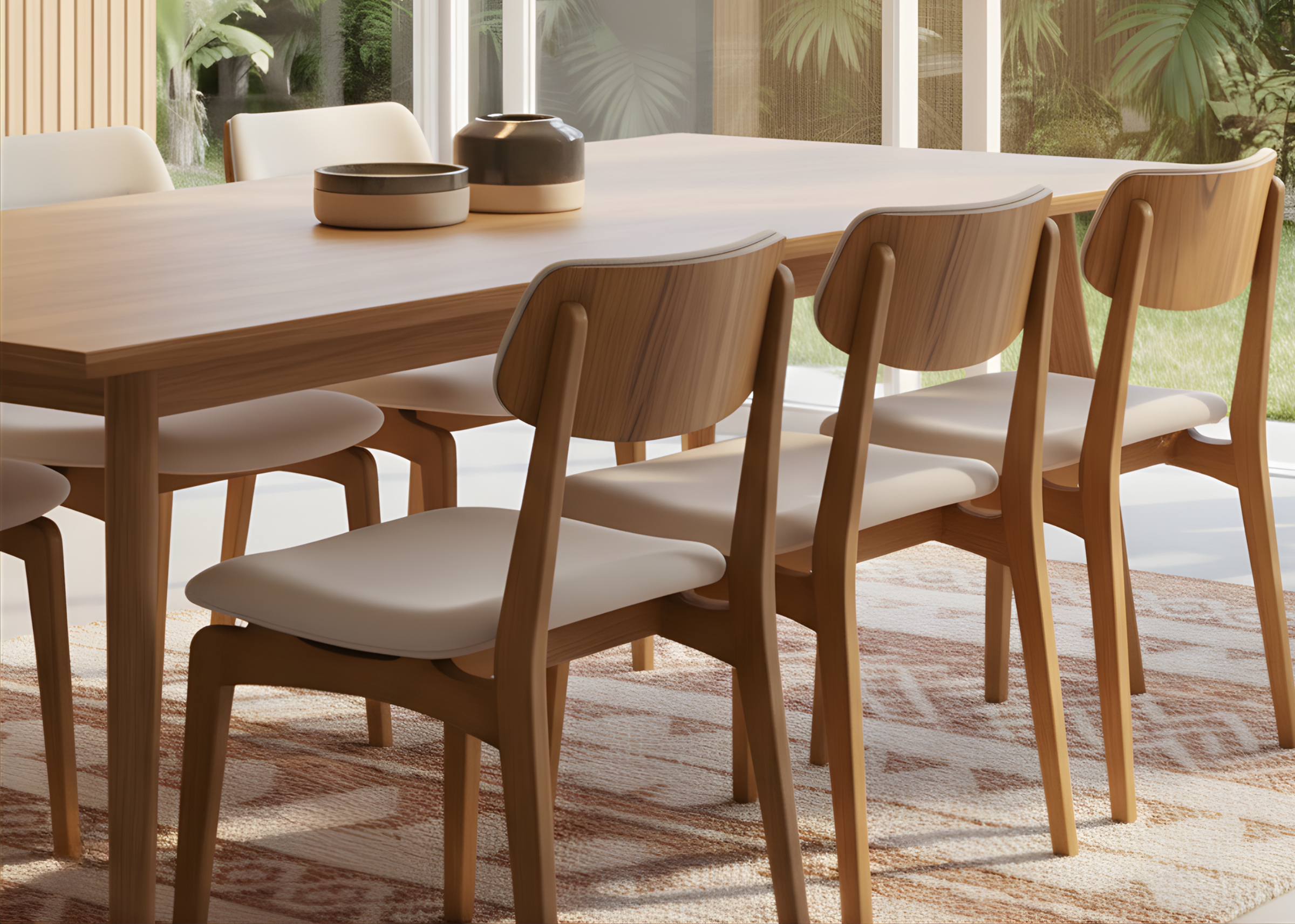 Cadeira de jantar Shell, estofada com assento e encosto curvo, ideal para compor salas de jantar modernas com conforto e estilo refinado.