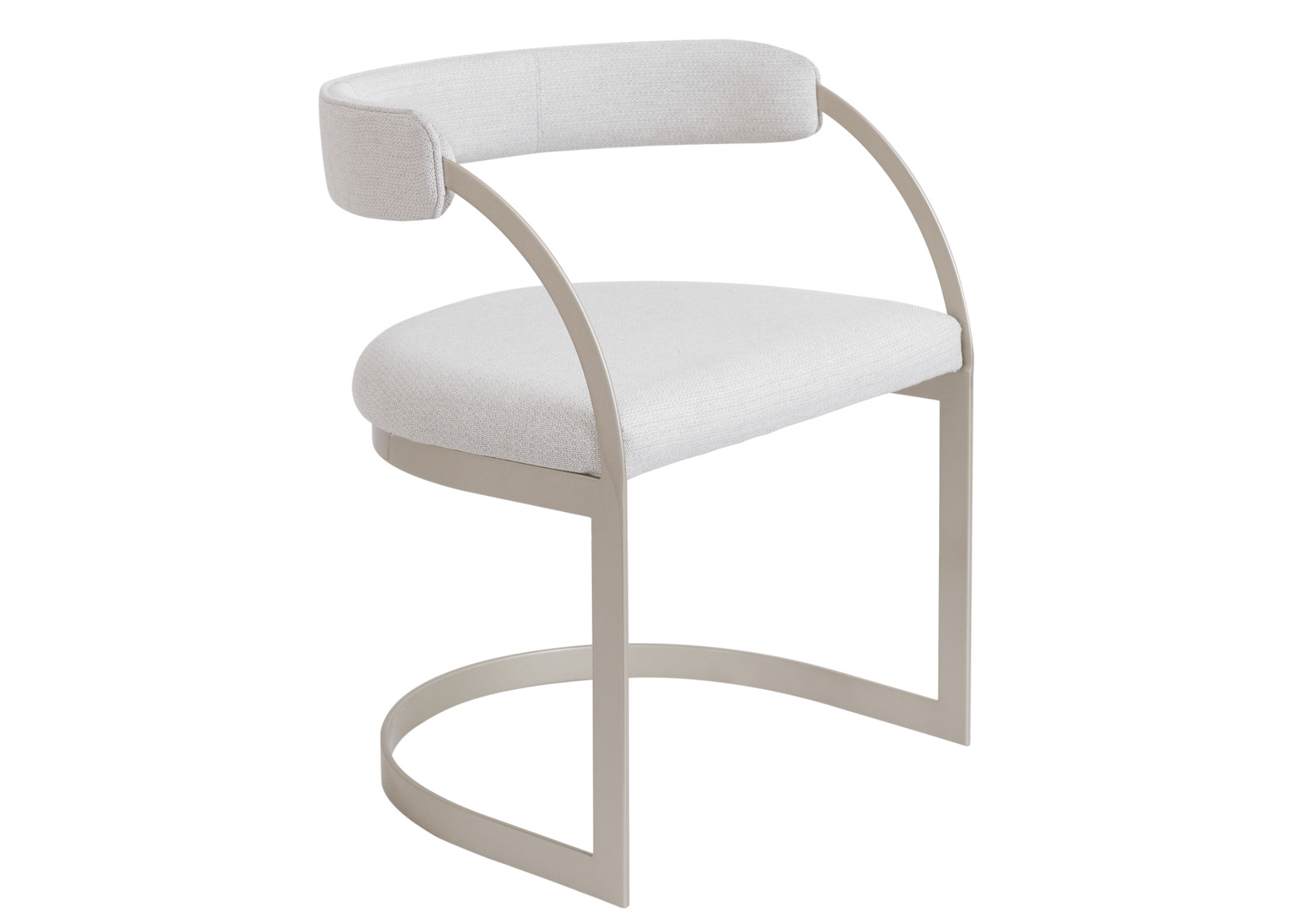 Cadeira Lidi com revestimento off white de alto padrão, apresentando design moderno e sofisticado, ideal para compor ambientes elegantes e contemporâneos.