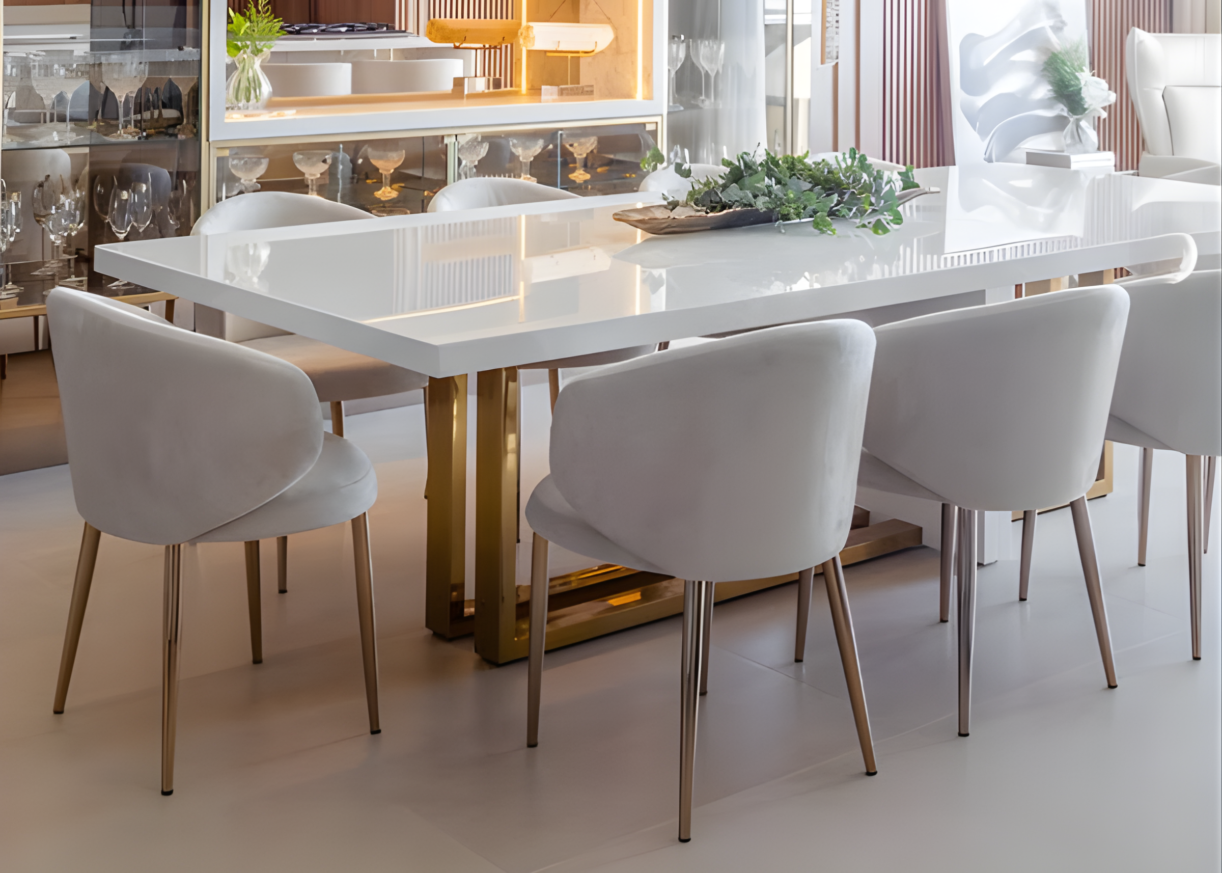 Cadeira Lola para sala de jantar, luxuosa e com acabamento impecável, ideal para compor ambientes sofisticados.