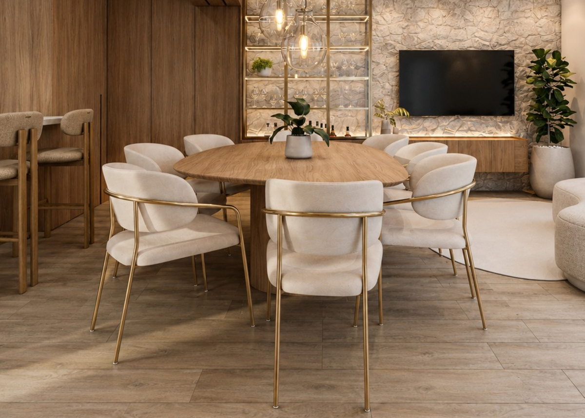 Cadeira Monalisa com design sofisticado e estrutura elegante, ideal para proporcionar conforto e requinte à sala de jantar. Peça de alto padrão para compor ambientes modernos e luxuosos.