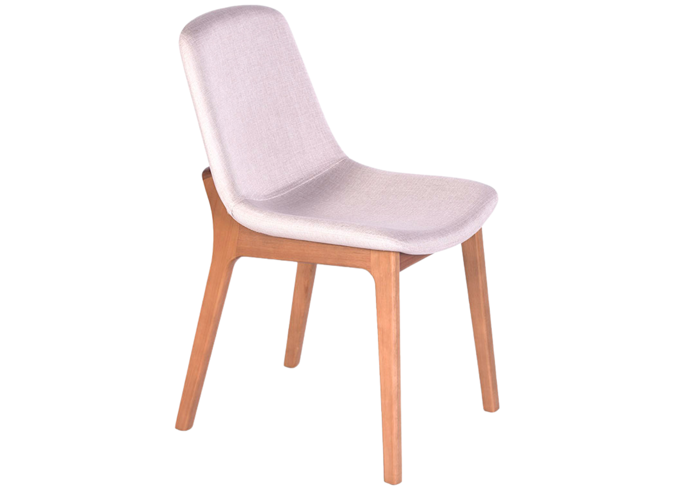 Cadeira Wave para sala de jantar, com base em madeira e design elegante.