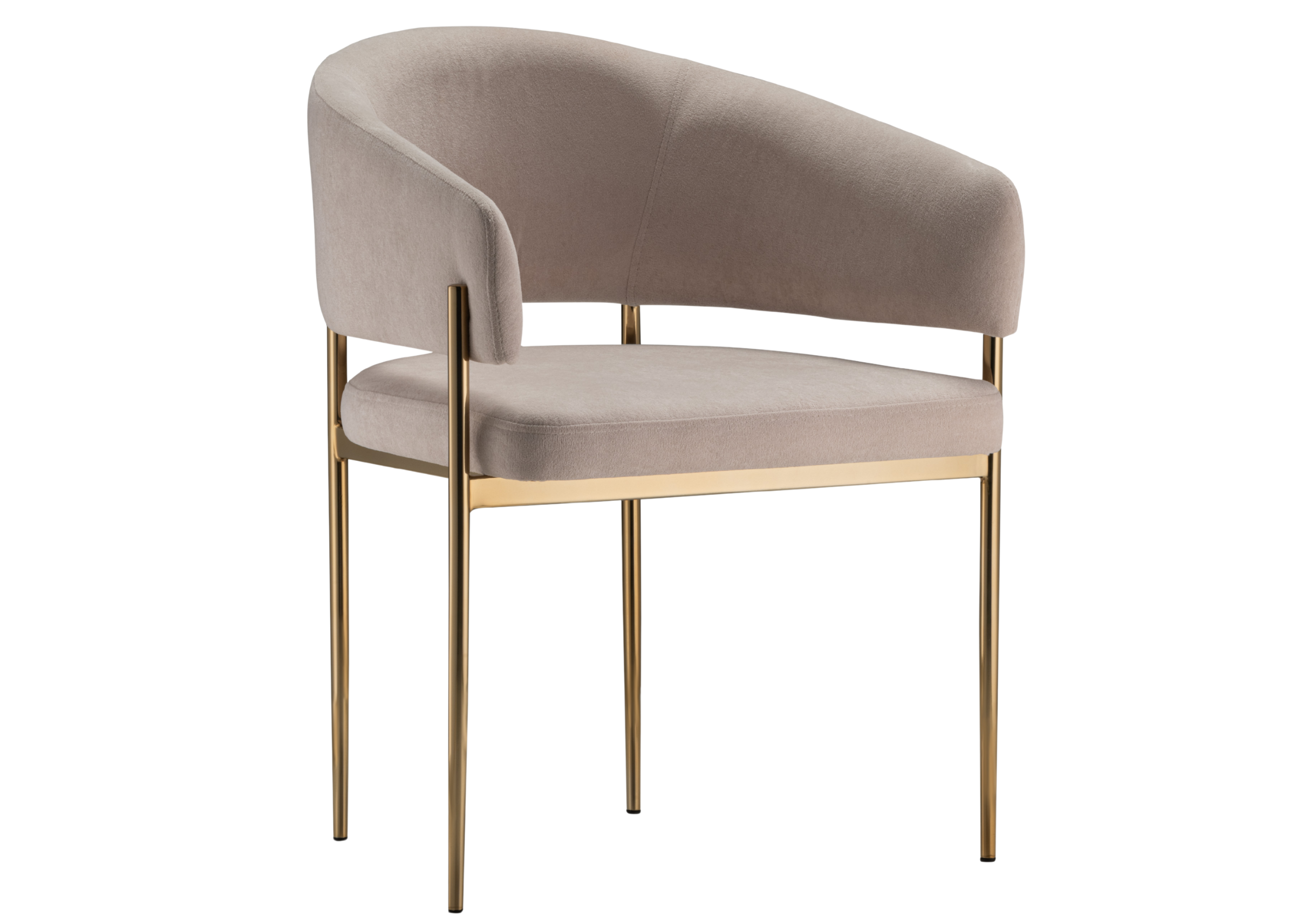Cadeira Inara para sala de jantar estofada em tecido veludo com design elegante. Móvel sofisticado e confortável para composições refinadas.